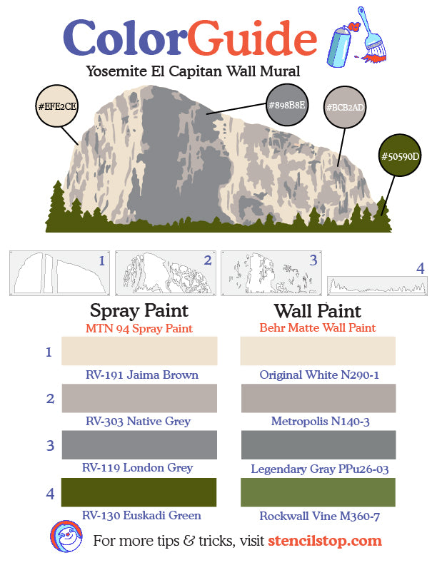 El Capitan Realistic Mural Color Guide