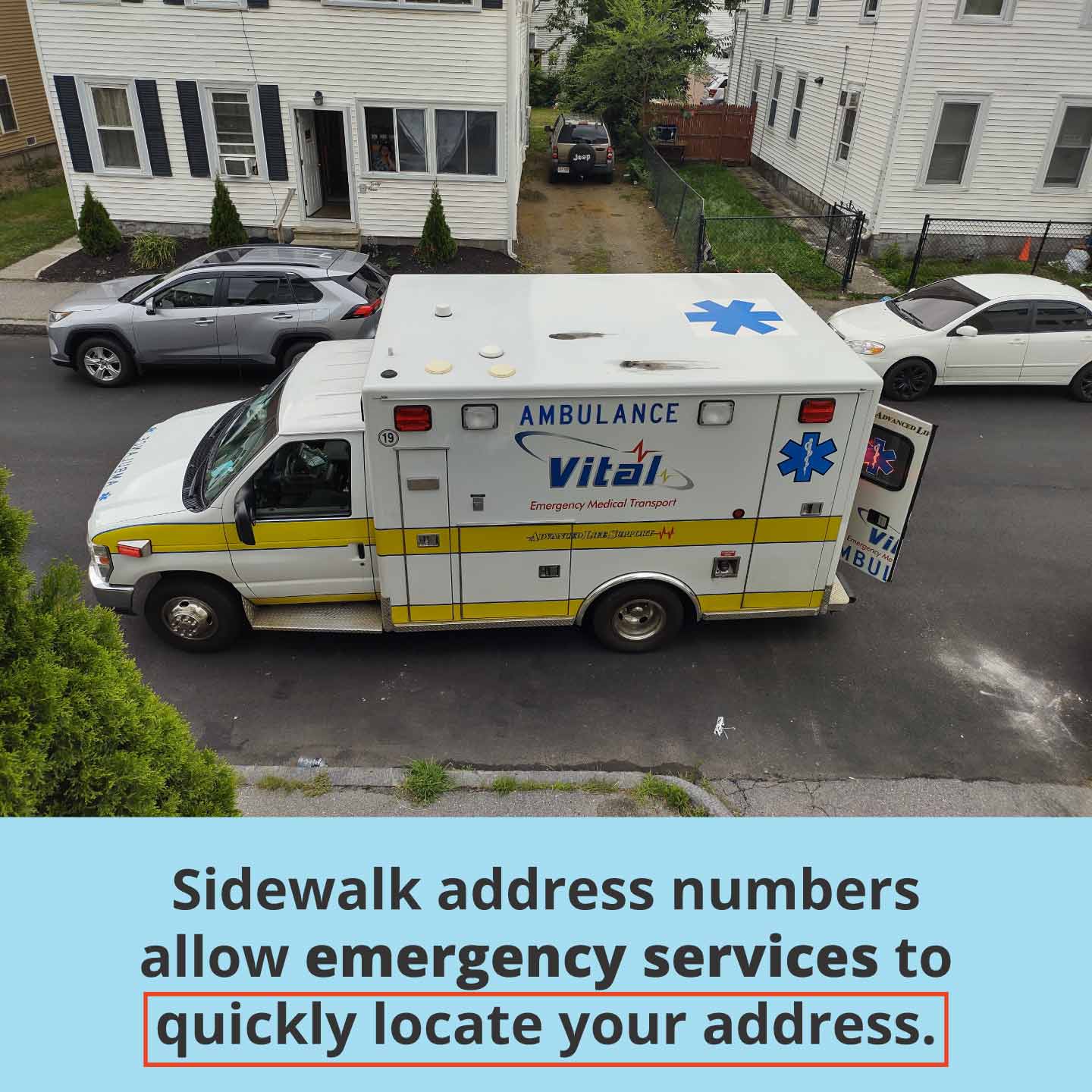 Parked Ambulance on Sidewalk