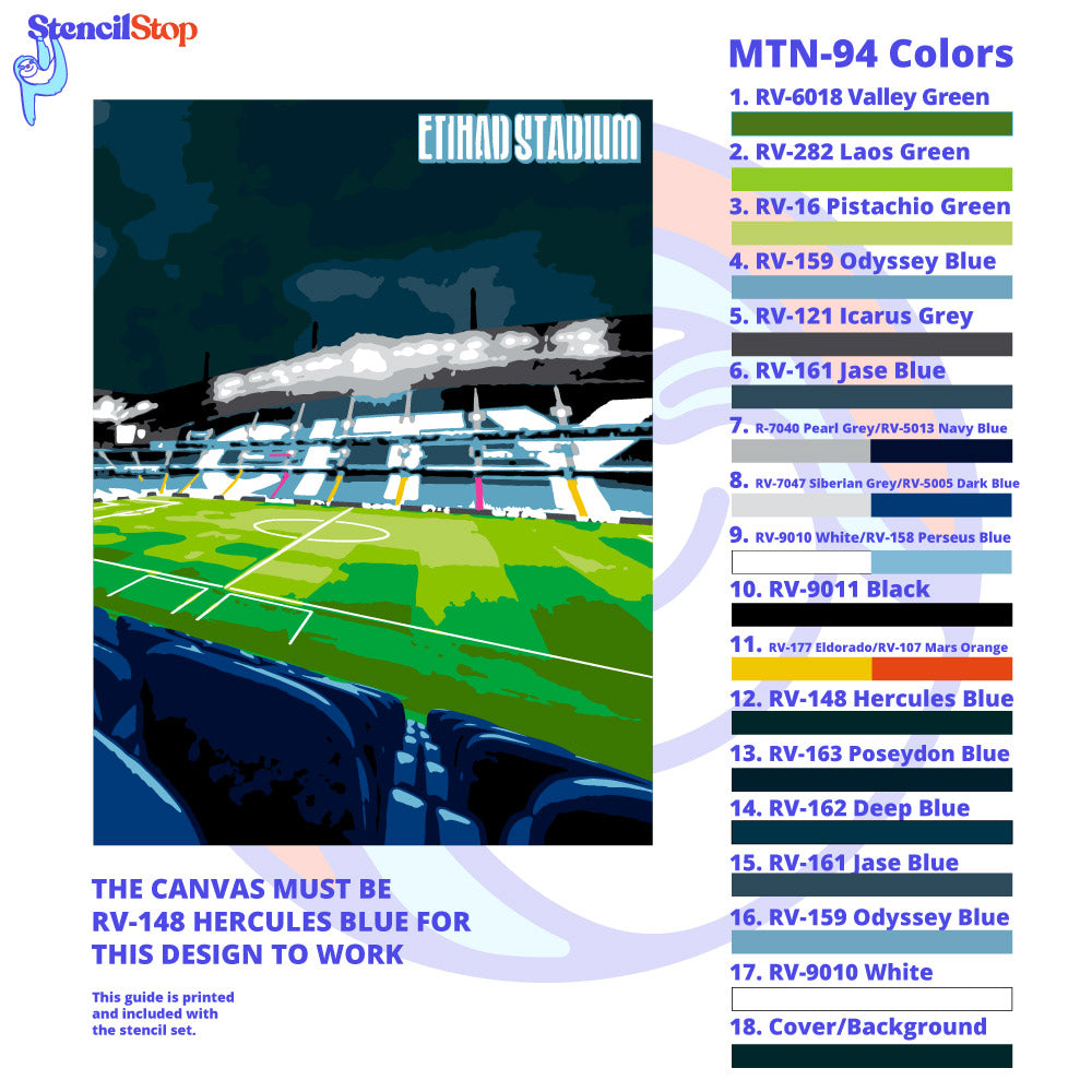 Etihad Stadium Layered Stencil Color Guide