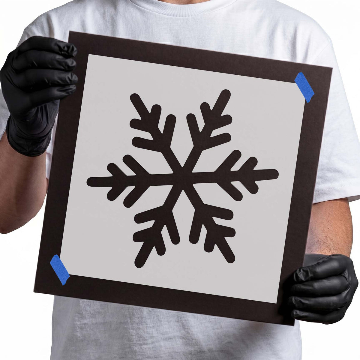 Bold six-point snowflake stencil with rounded branching details