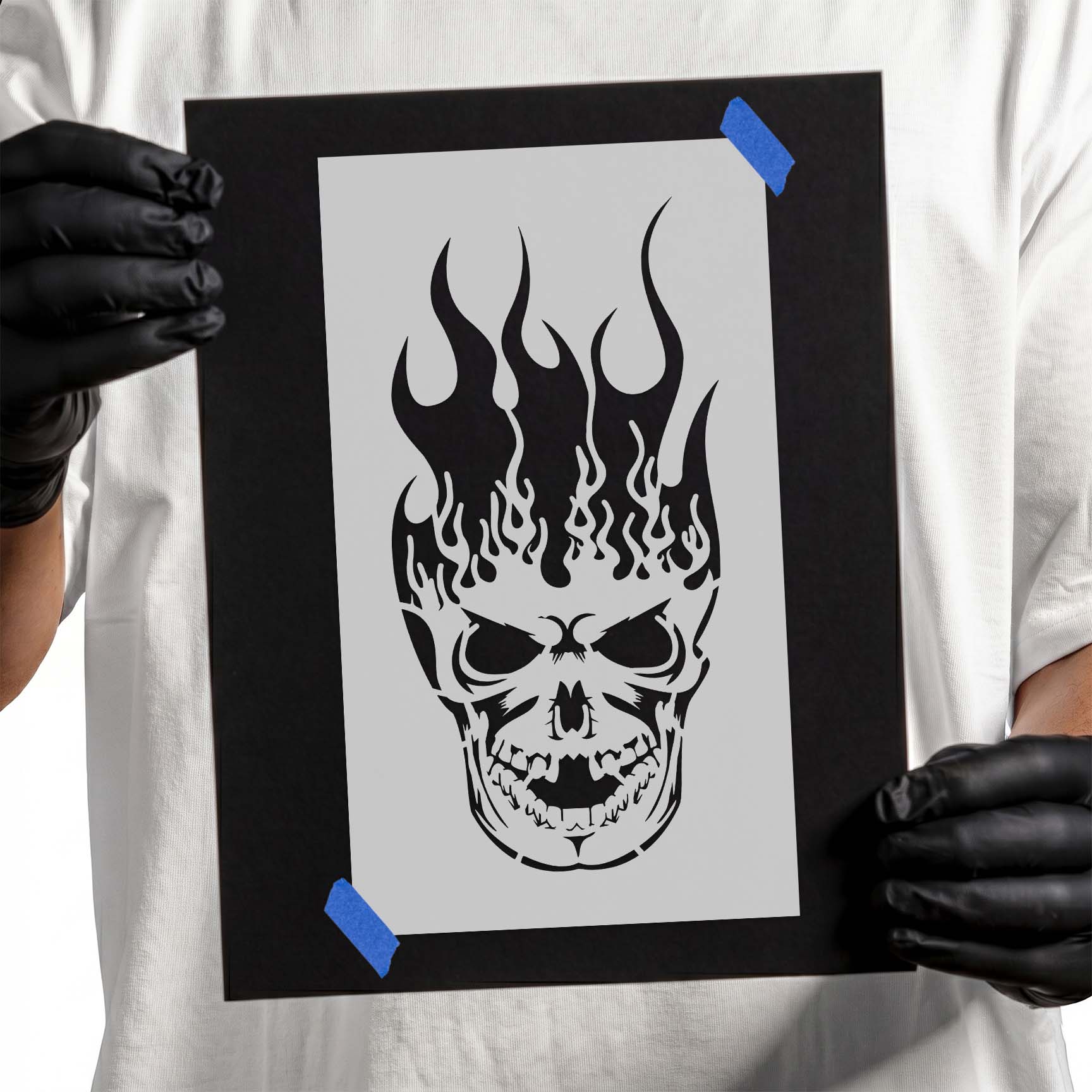 Flamming Skull Stencil