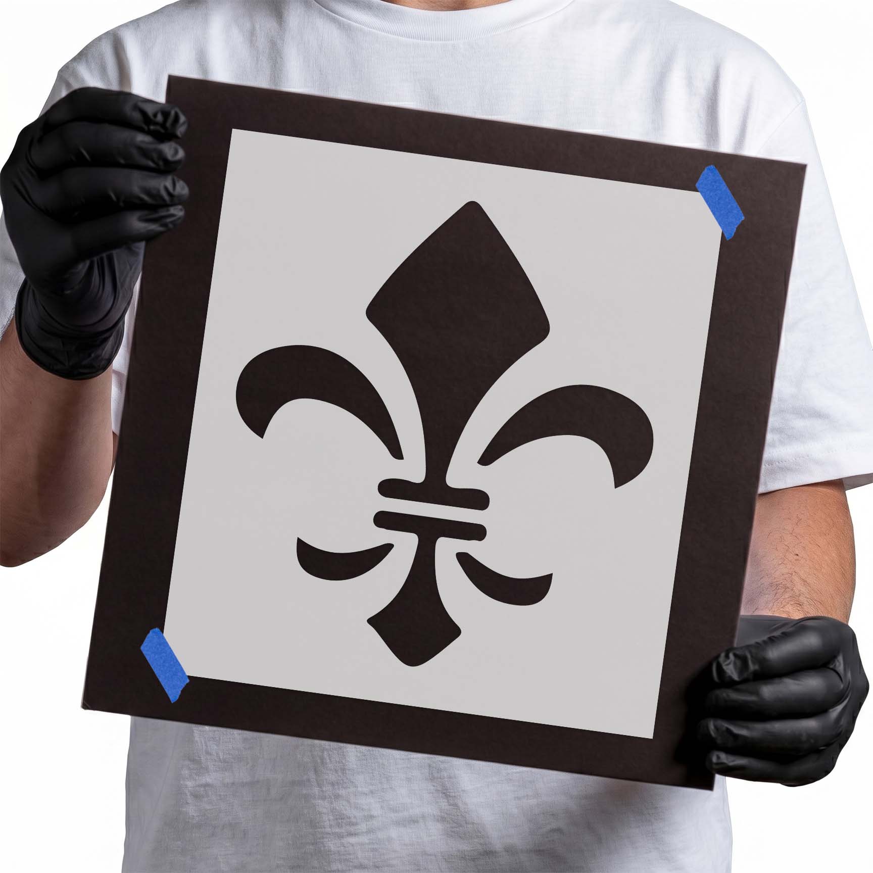 Classic fleur de lis stencil with symmetrical petals and pointed details