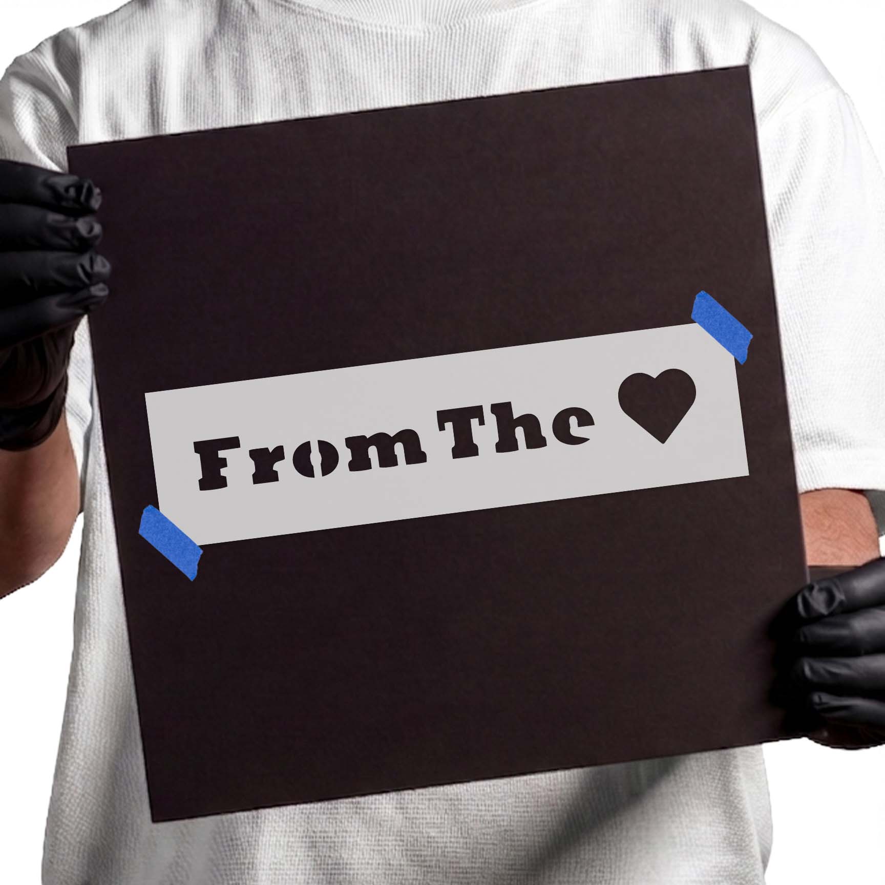 From The lettering stencil paired with a solid heart symbol