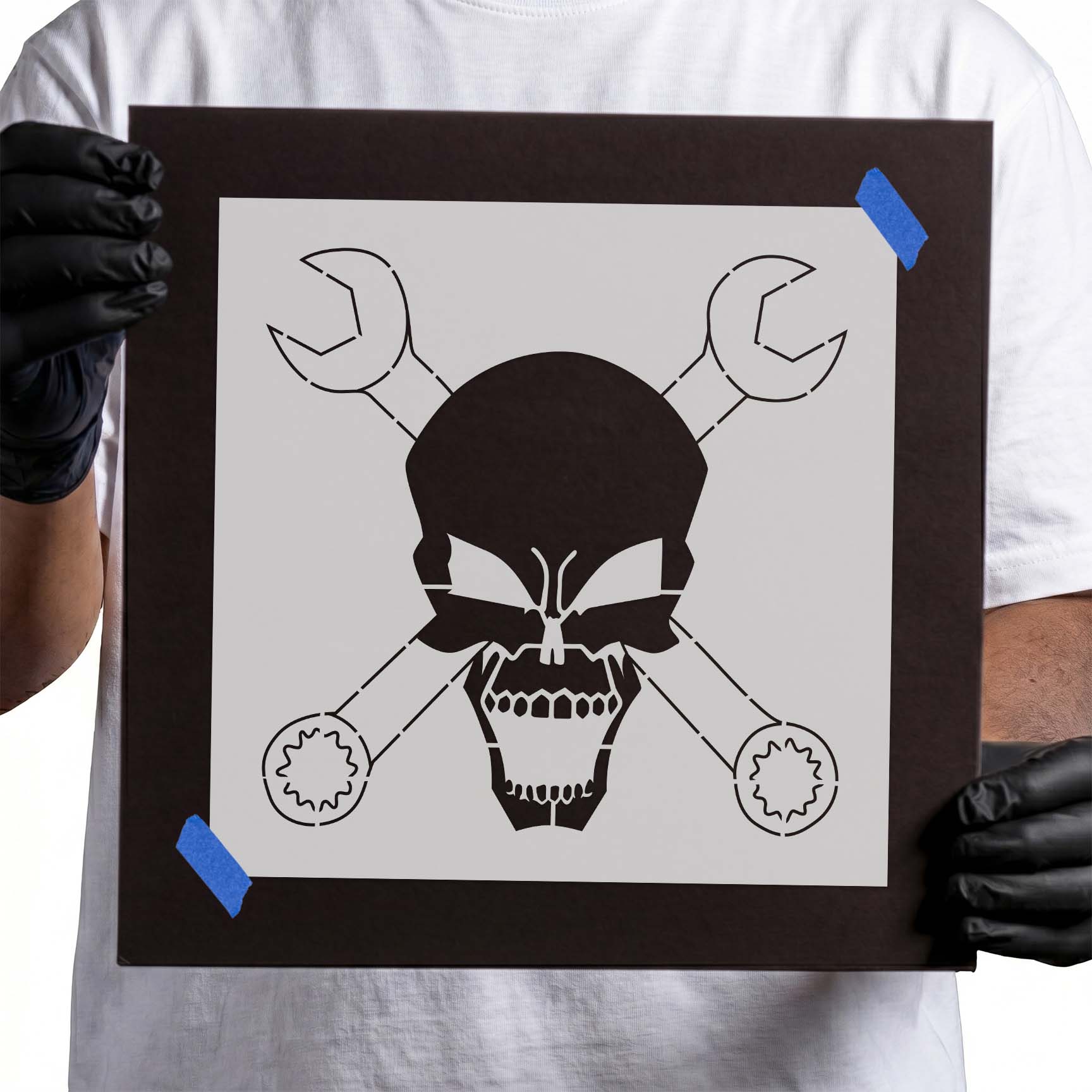 Gearhead Skull Stencil