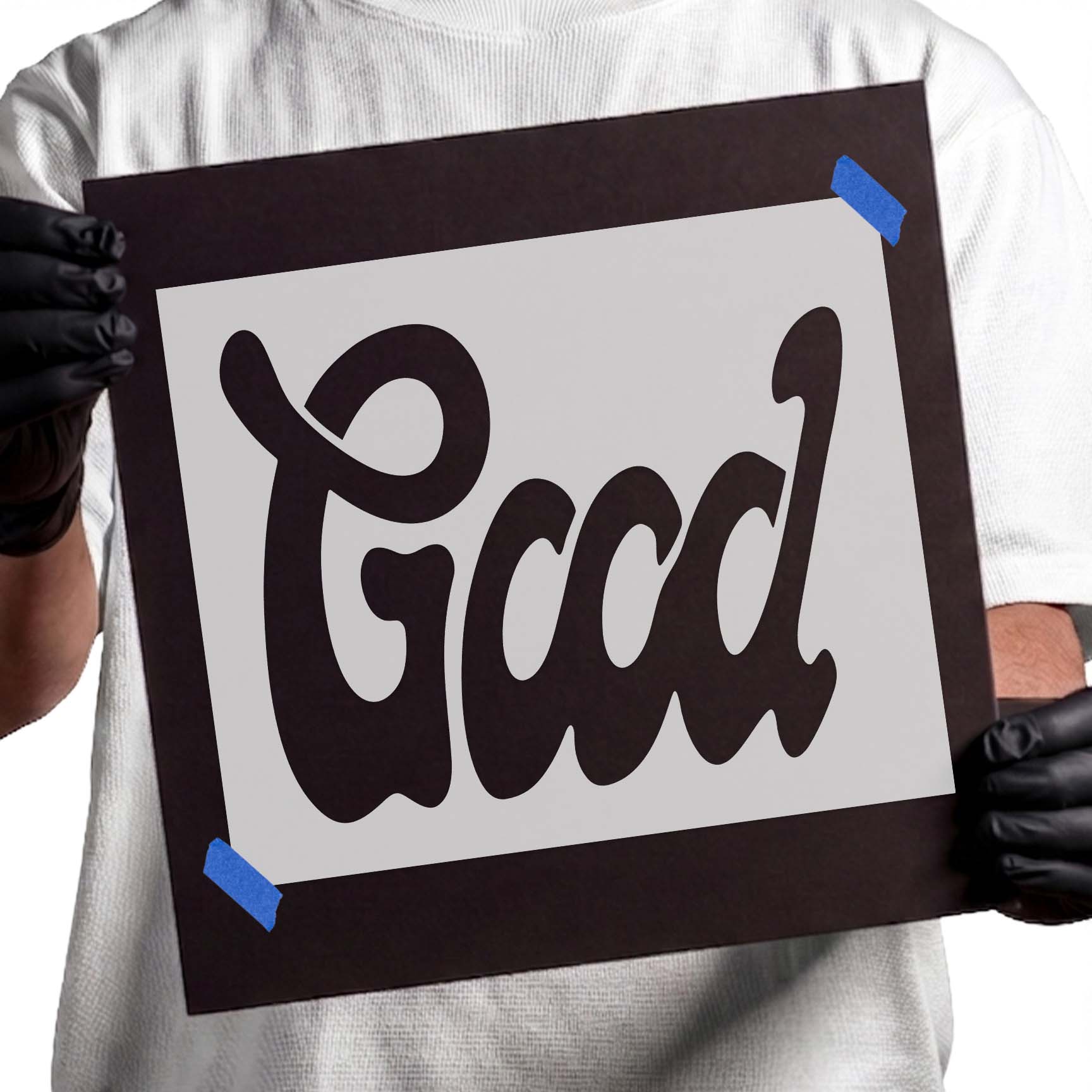 Good word stencil with bold flowing handwritten lettering