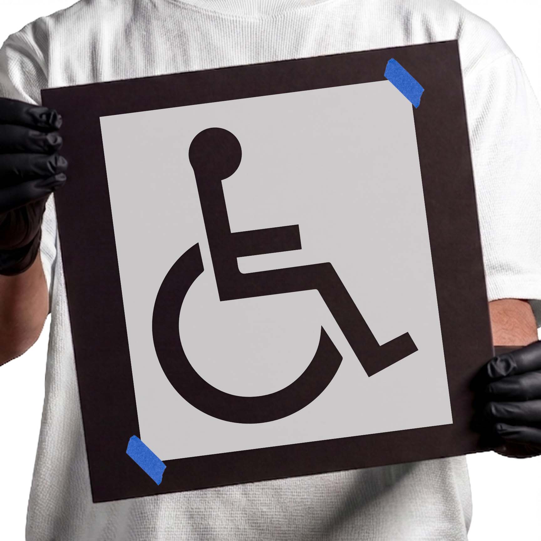 Wheelchair accessibility symbol stencil with bold universal icon