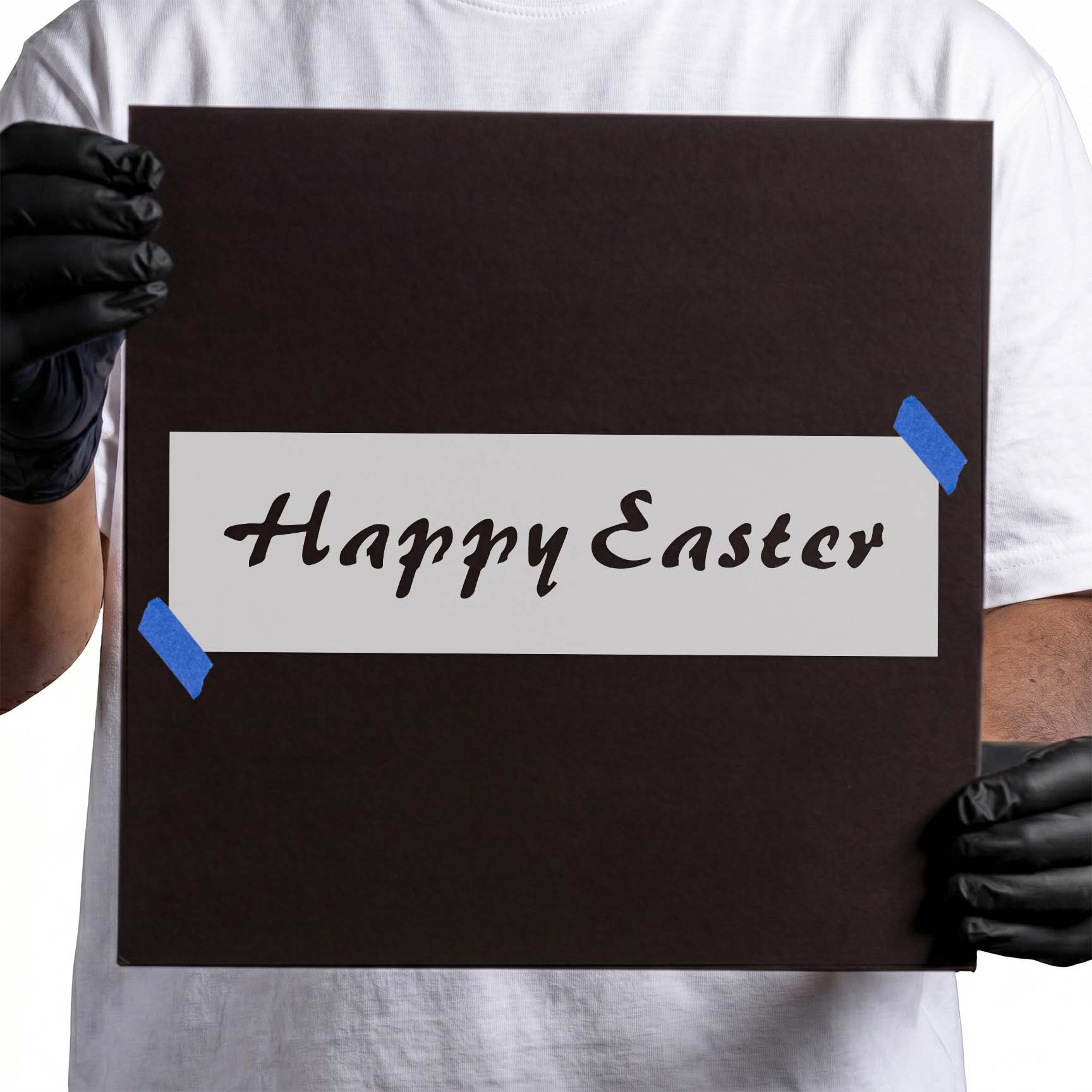 Happy Easter script text stencil
