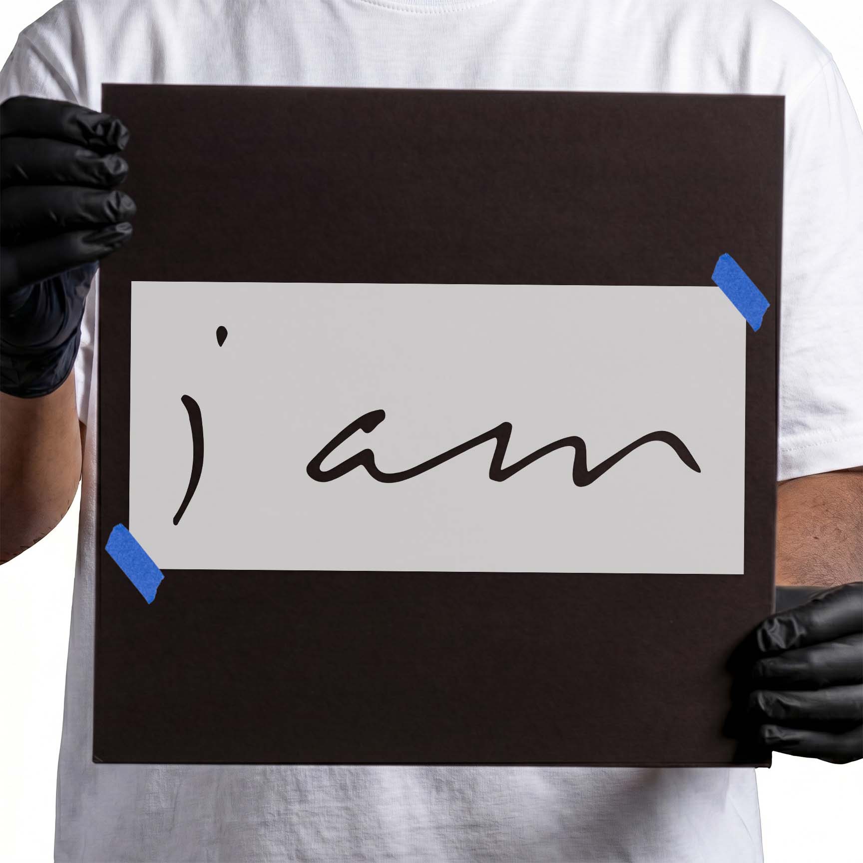 I am handwritten script stencil design