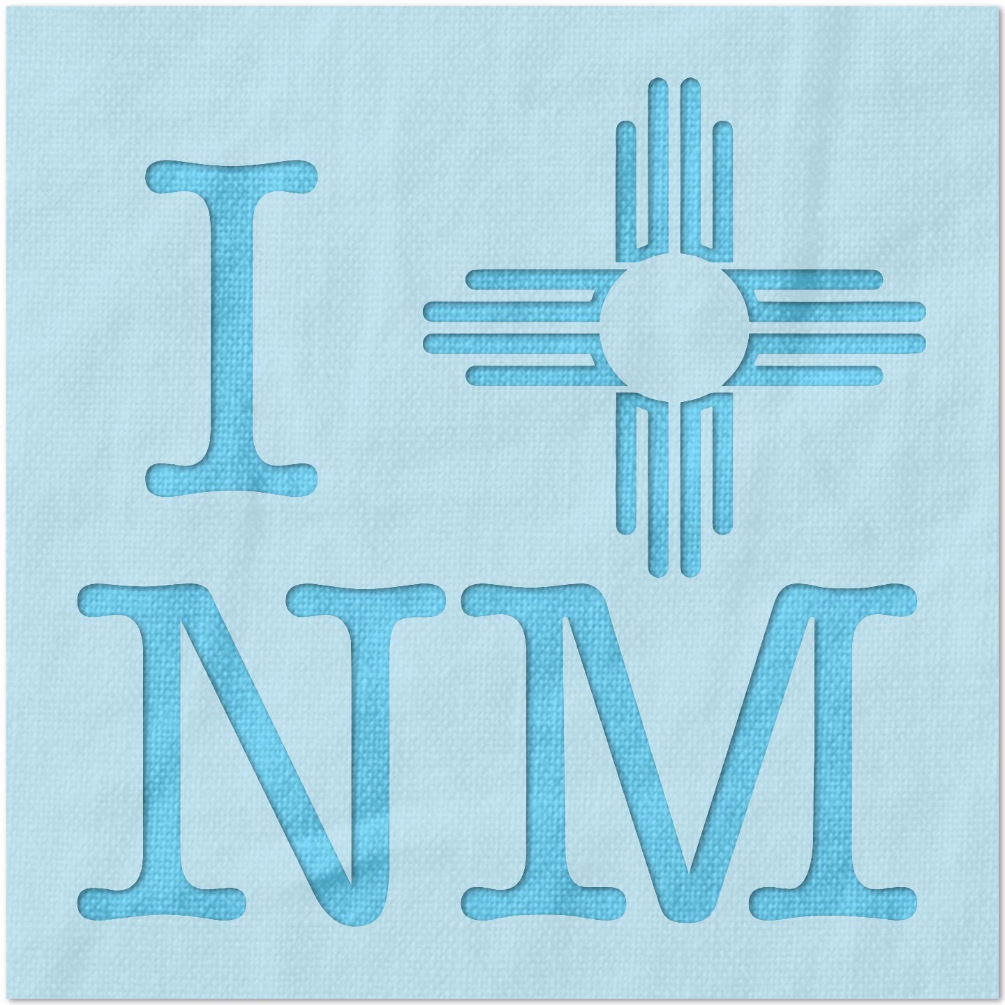 I Love New Mexico with Zia Sun Symbol Stencil