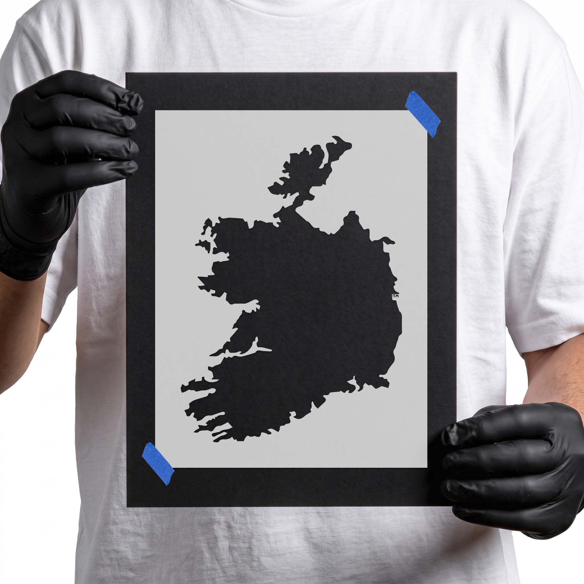 Ireland stencil with detailed country silhouette and coastal outline