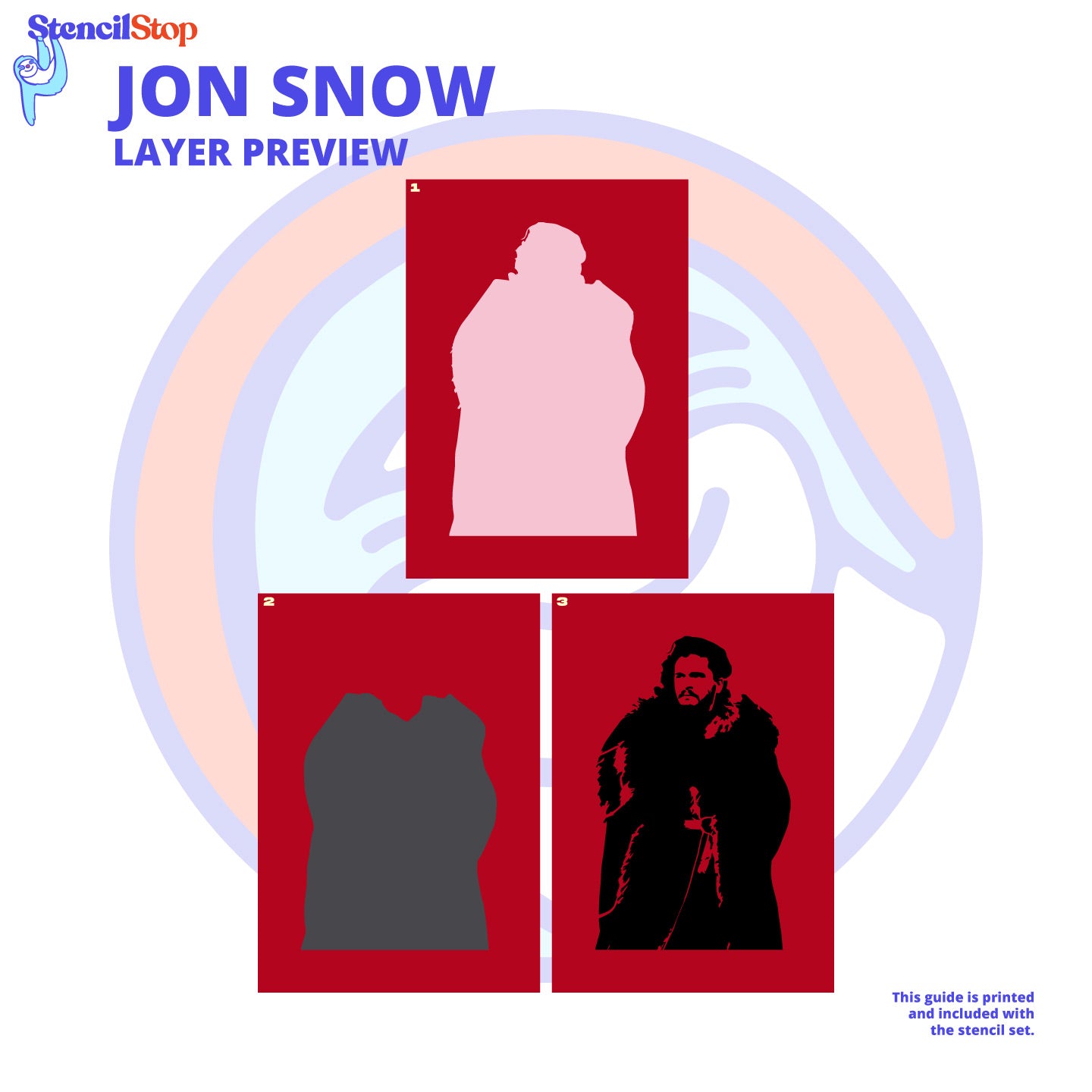 Jon Snow 3 Layer Stencil Set