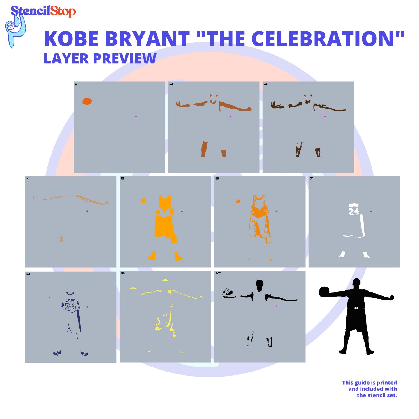 Kobe Bryant Layered Stencil Set Layer Preview