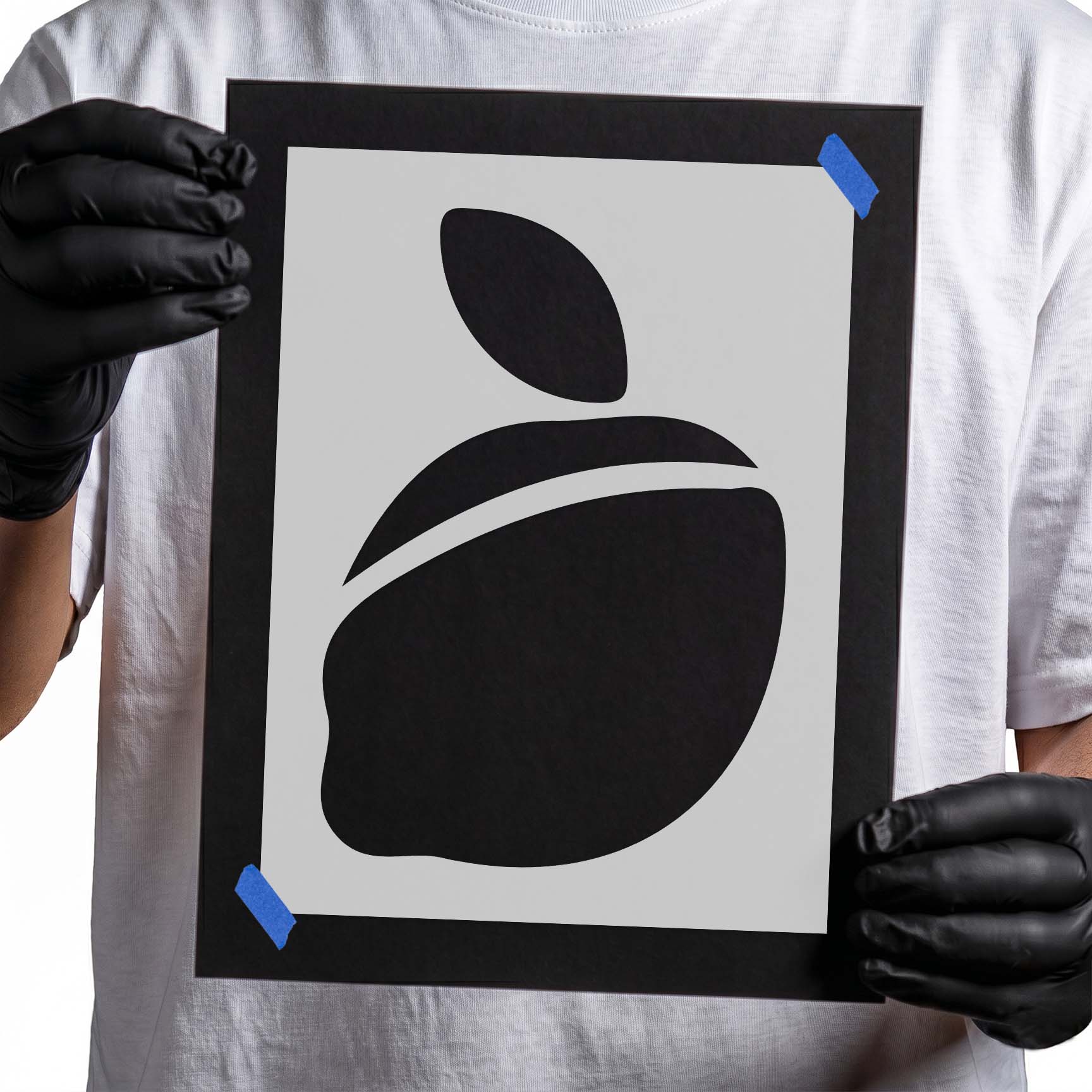 Lemon casino stencil with rounded fruit shape and single leaf