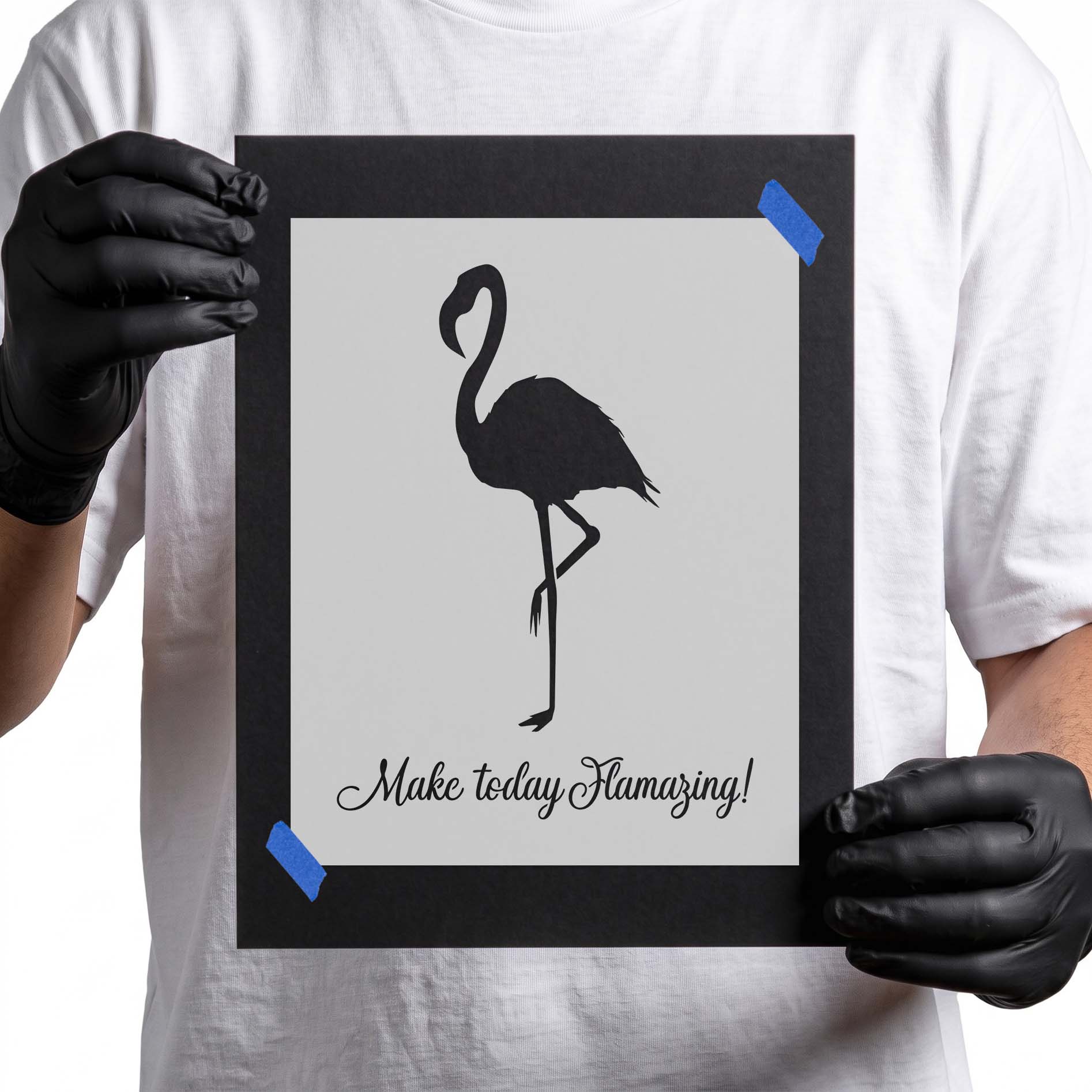 Flamingo stencil with Make Today Flamazing script lettering