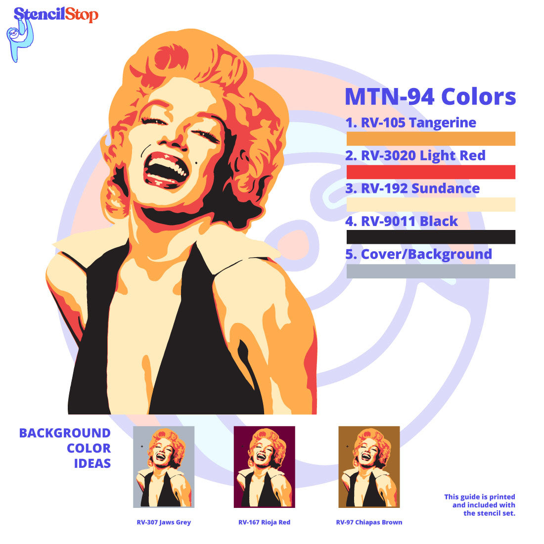 Marilyn Monroe Stencil Set Color Guide