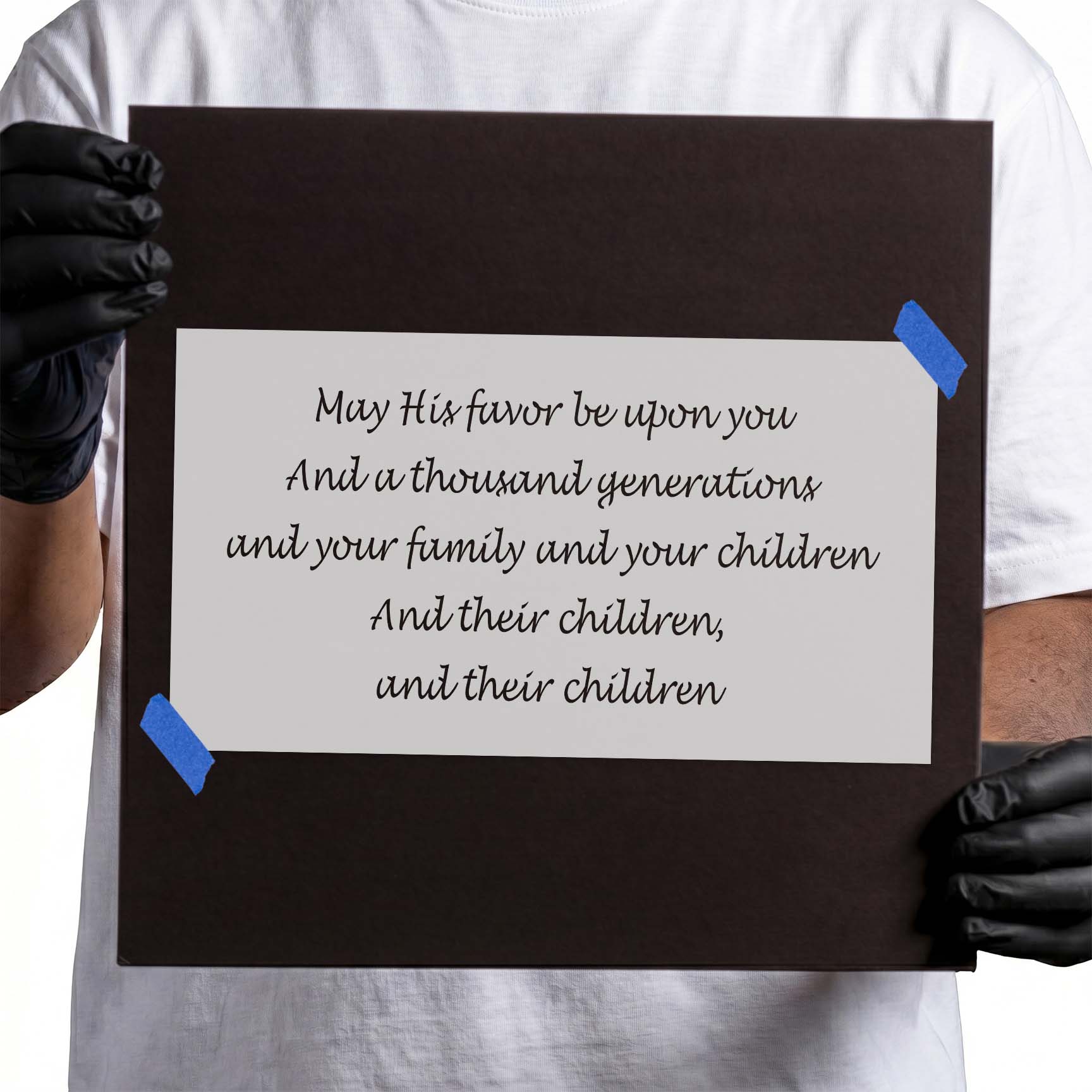 Christian blessing lyrics stencil in elegant script lettering