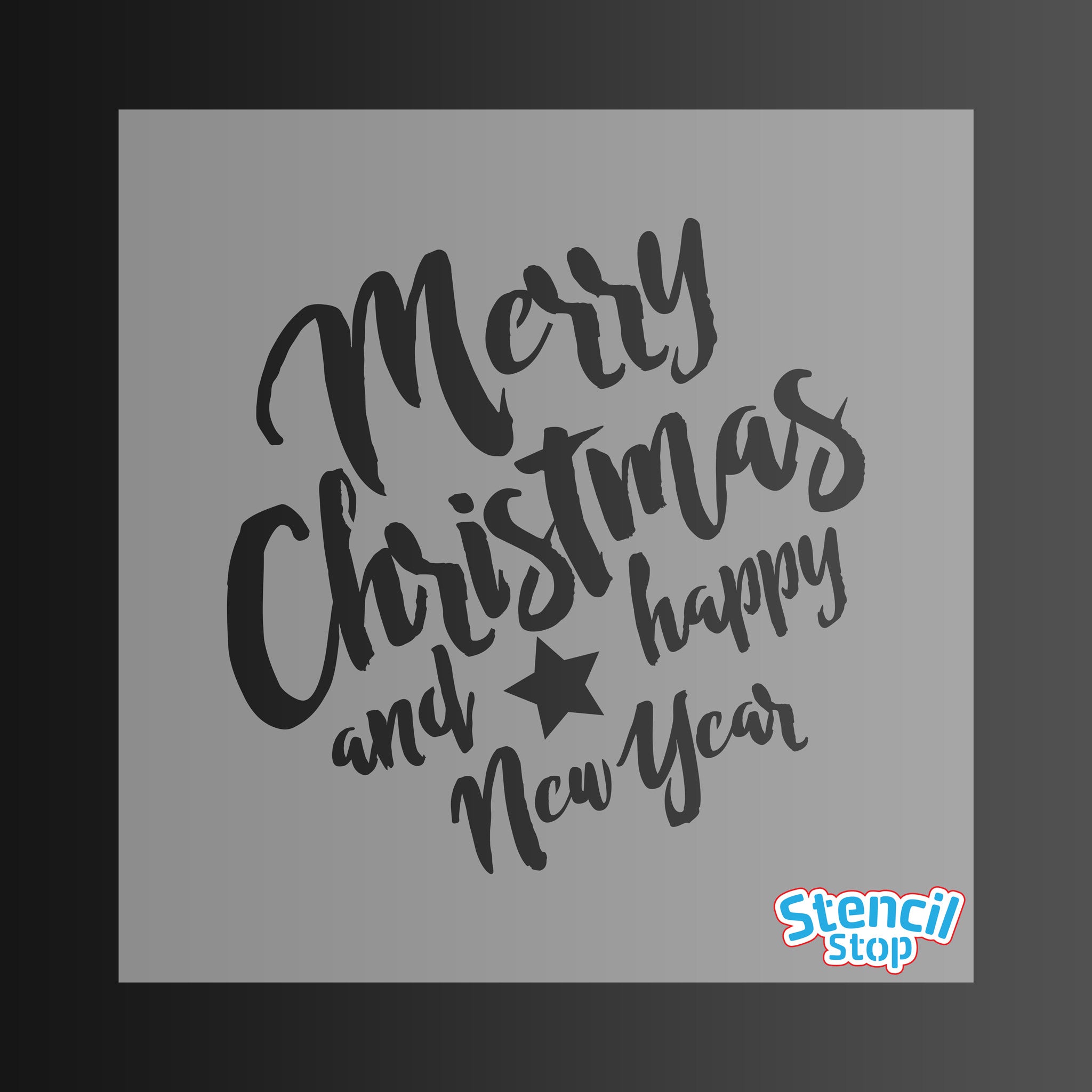 Merry Christmas and Happy New Year Stencil