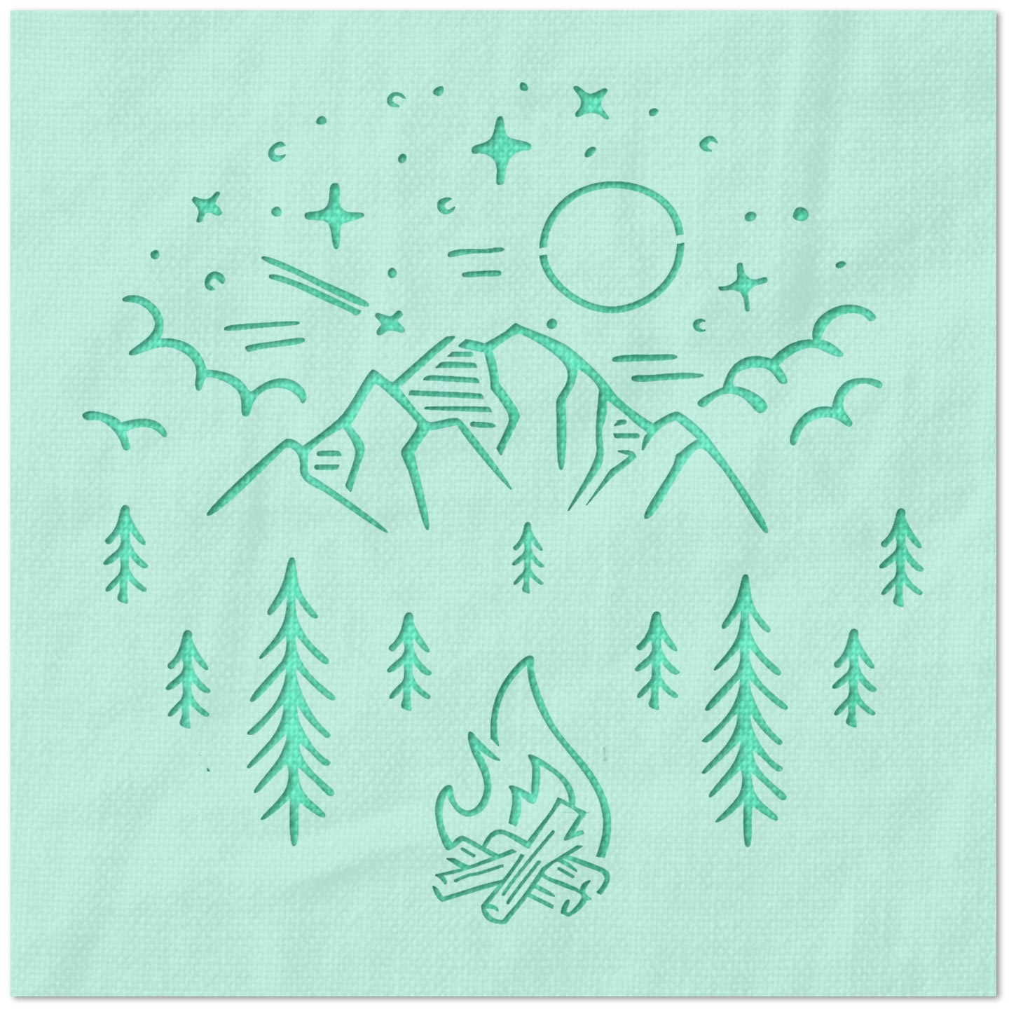 Mountainscape Campfire Stencil