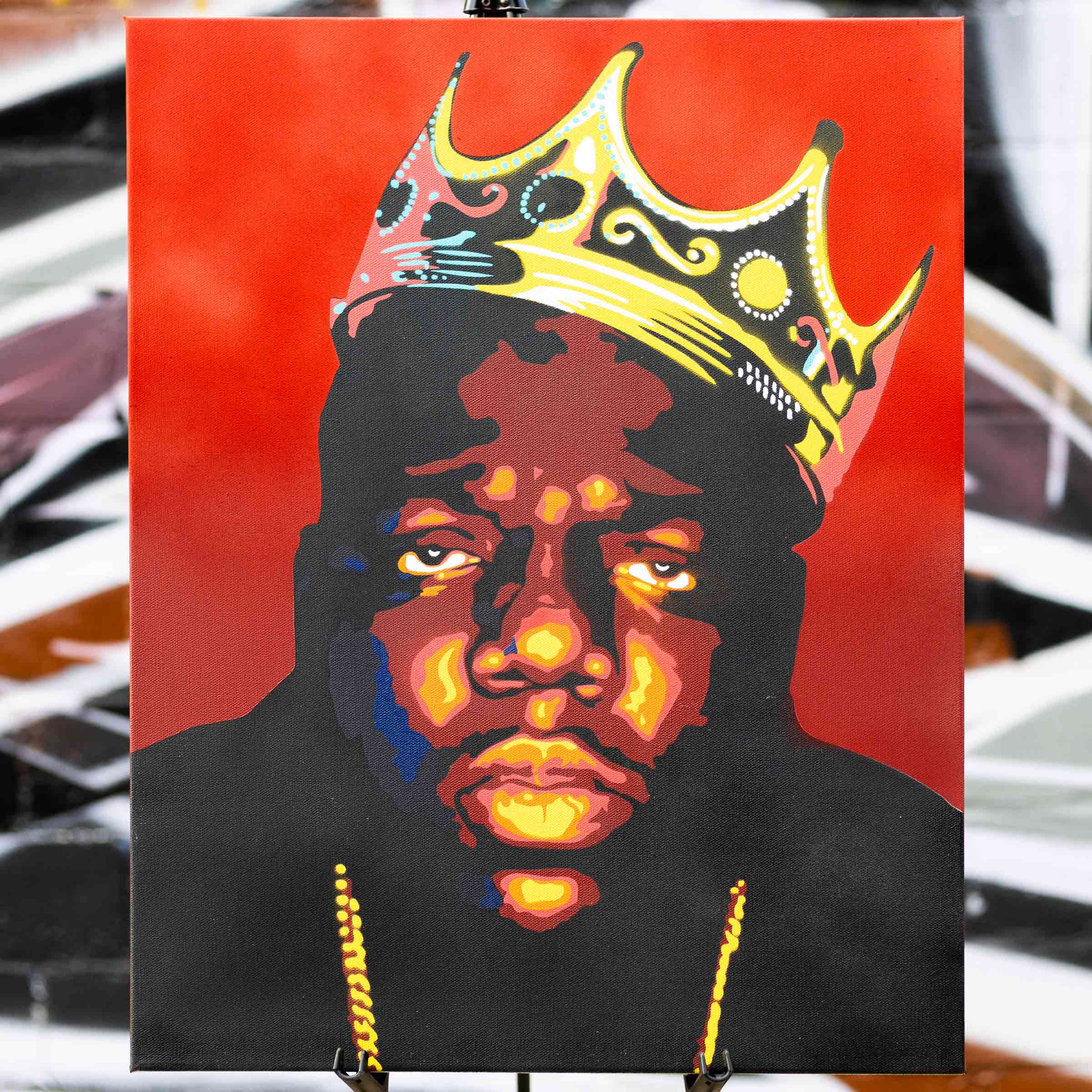 Notorious B.I.G Stencil Set Painted on Canvas