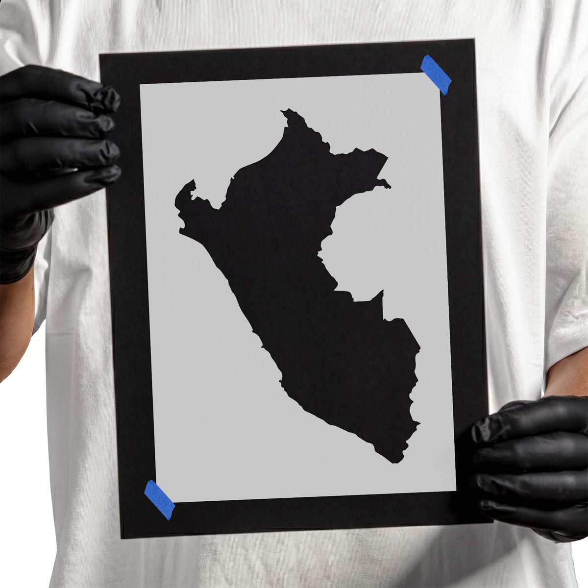 Peru stencil with recognizable South American country silhouette