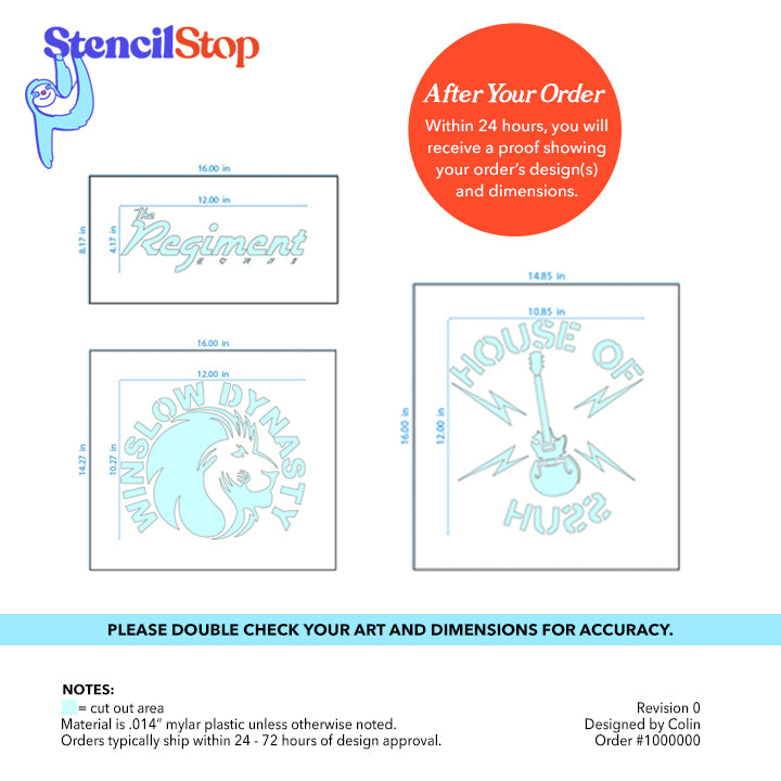  Stencil Stop Custom Stencil - Customizable for Logos,  Businesses, Images - 14 Mil Mylar Plastic [24 x 24 inches]