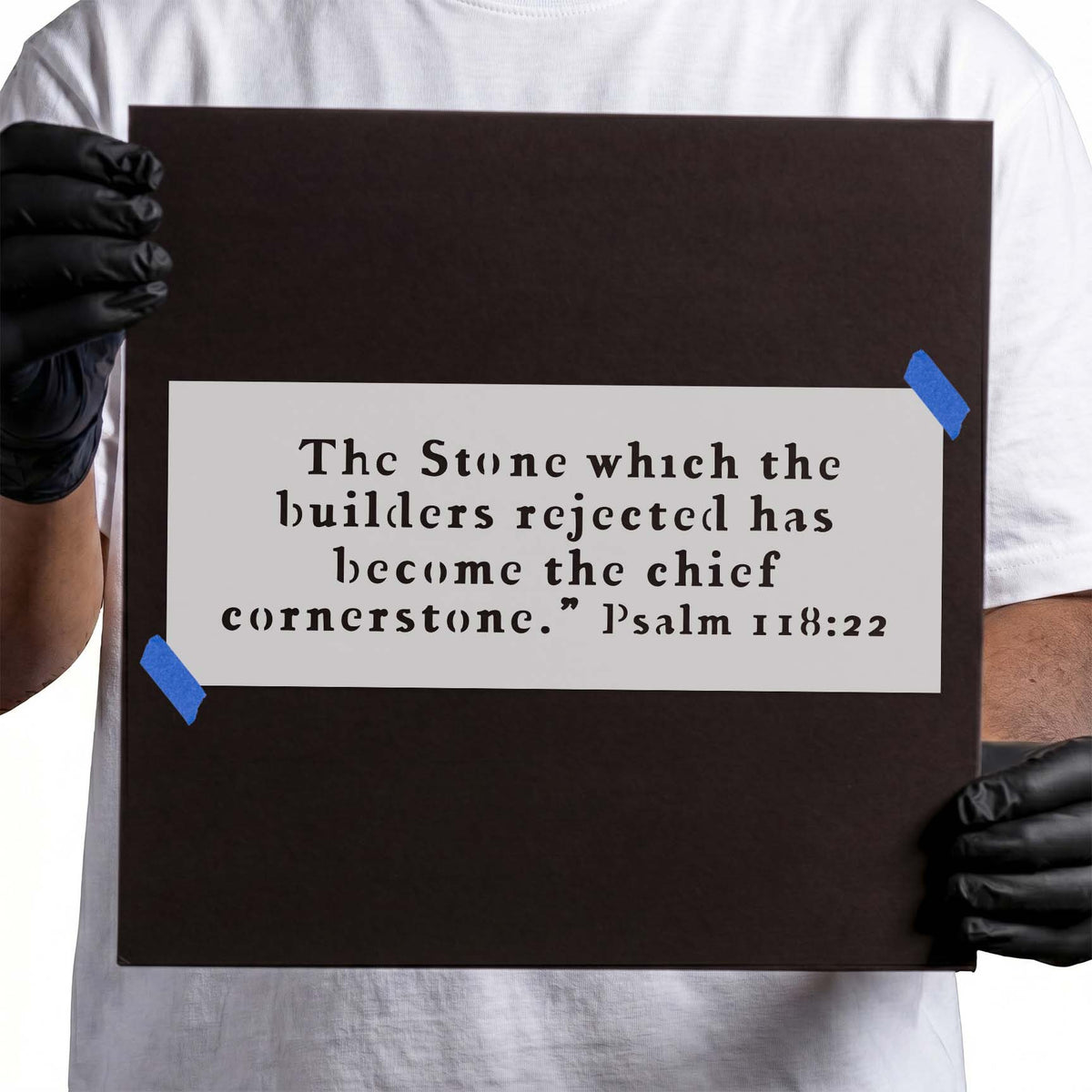 Psalm 118:22 stencil with chief cornerstone scripture lettering