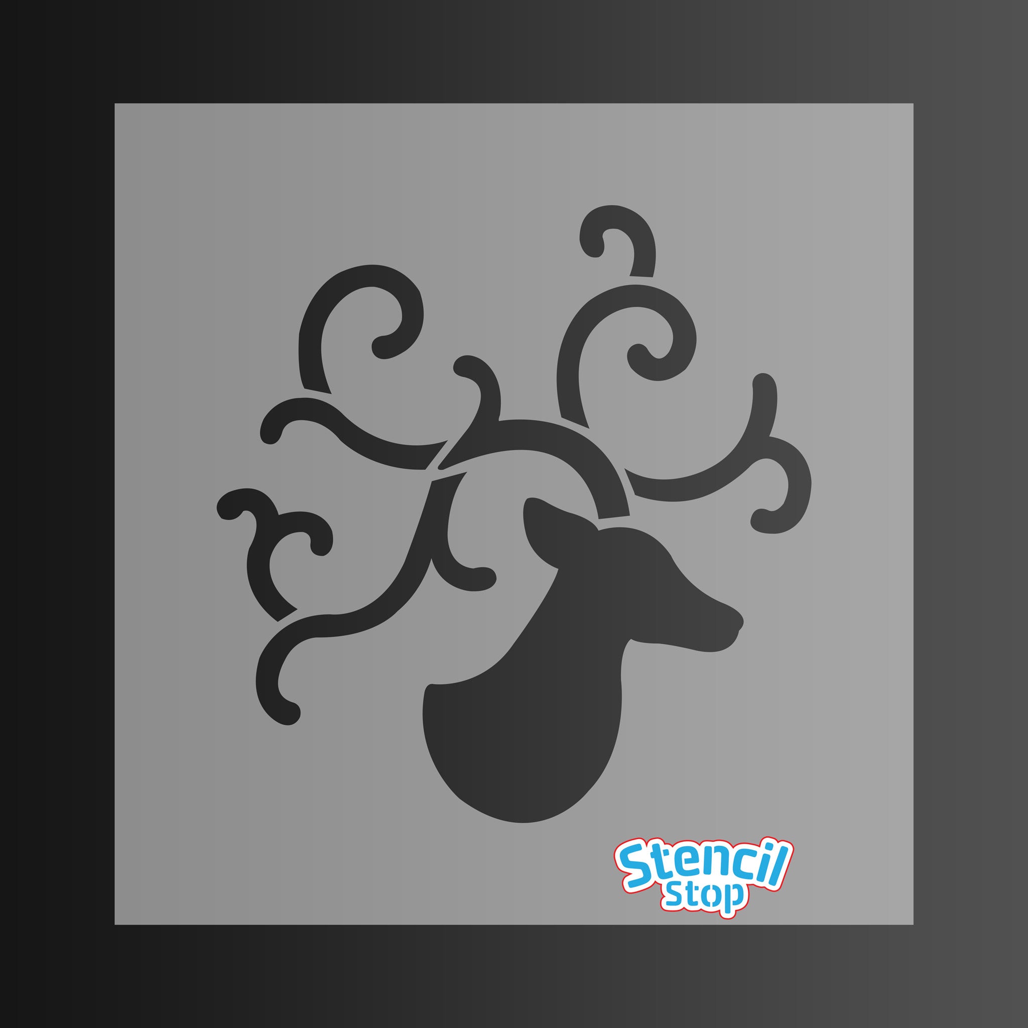 Reindeer with Swirly Antlers Stencil