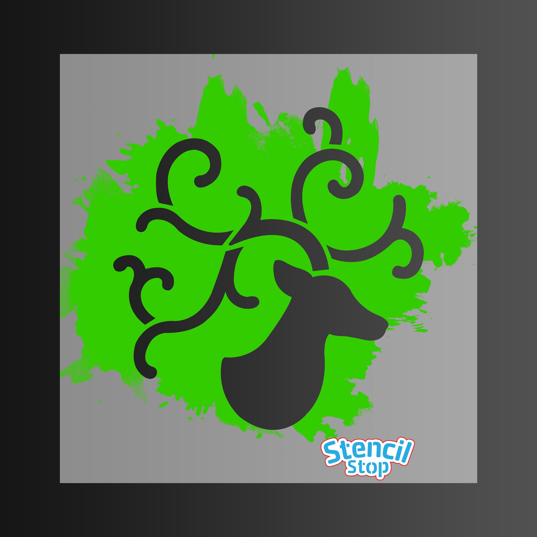 Reindeer with Swirly Antlers Stencil