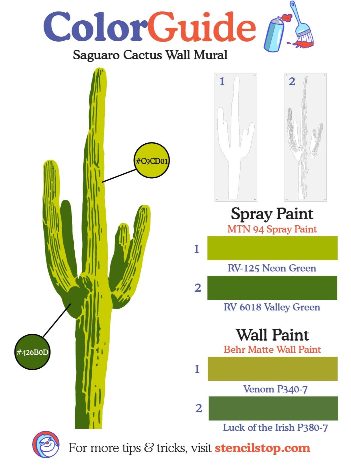 Saguaro Cactus National Park Mural Paint Color Guide