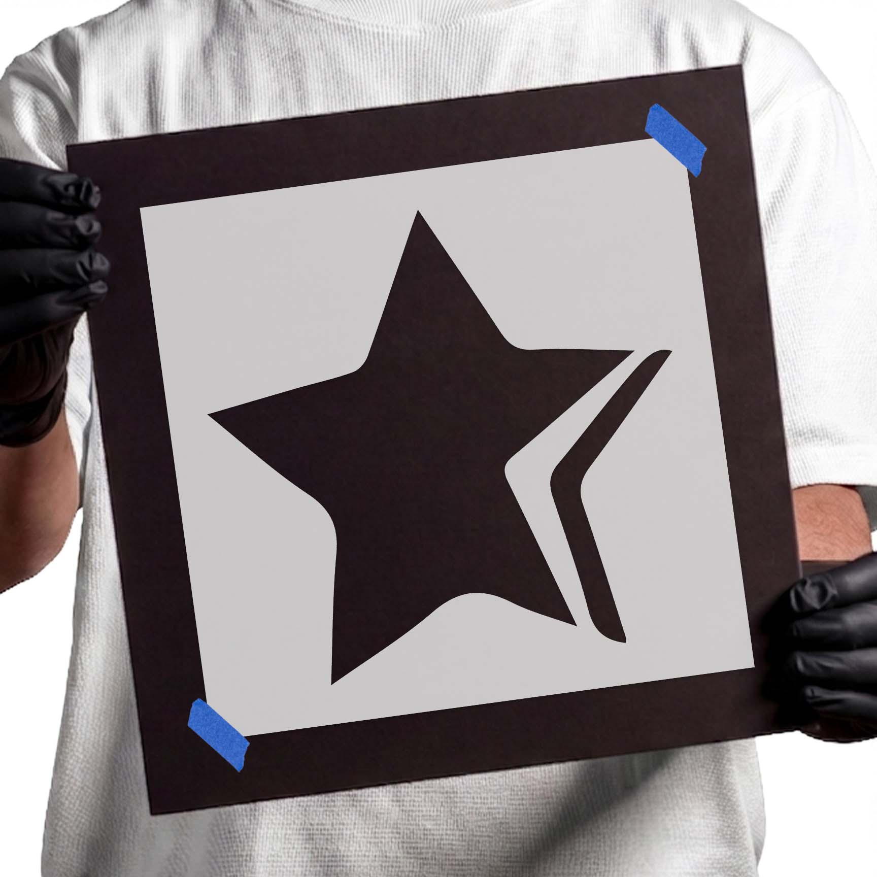 Five-point star stencil with slim offset shaded accent