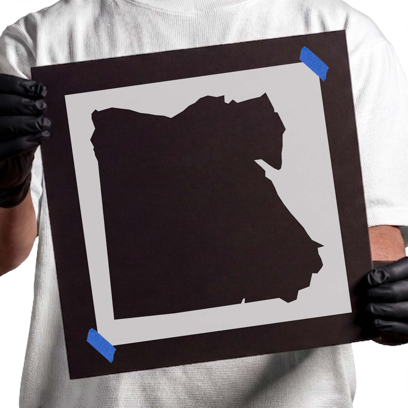 Egypt map stencil featuring a solid geographic country silhouette