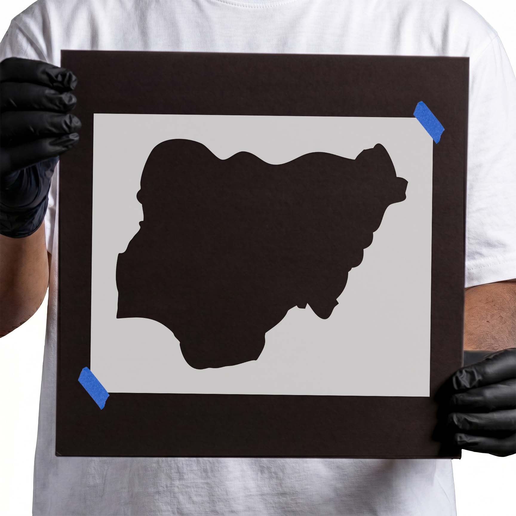 Nigeria map stencil featuring a solid country silhouette