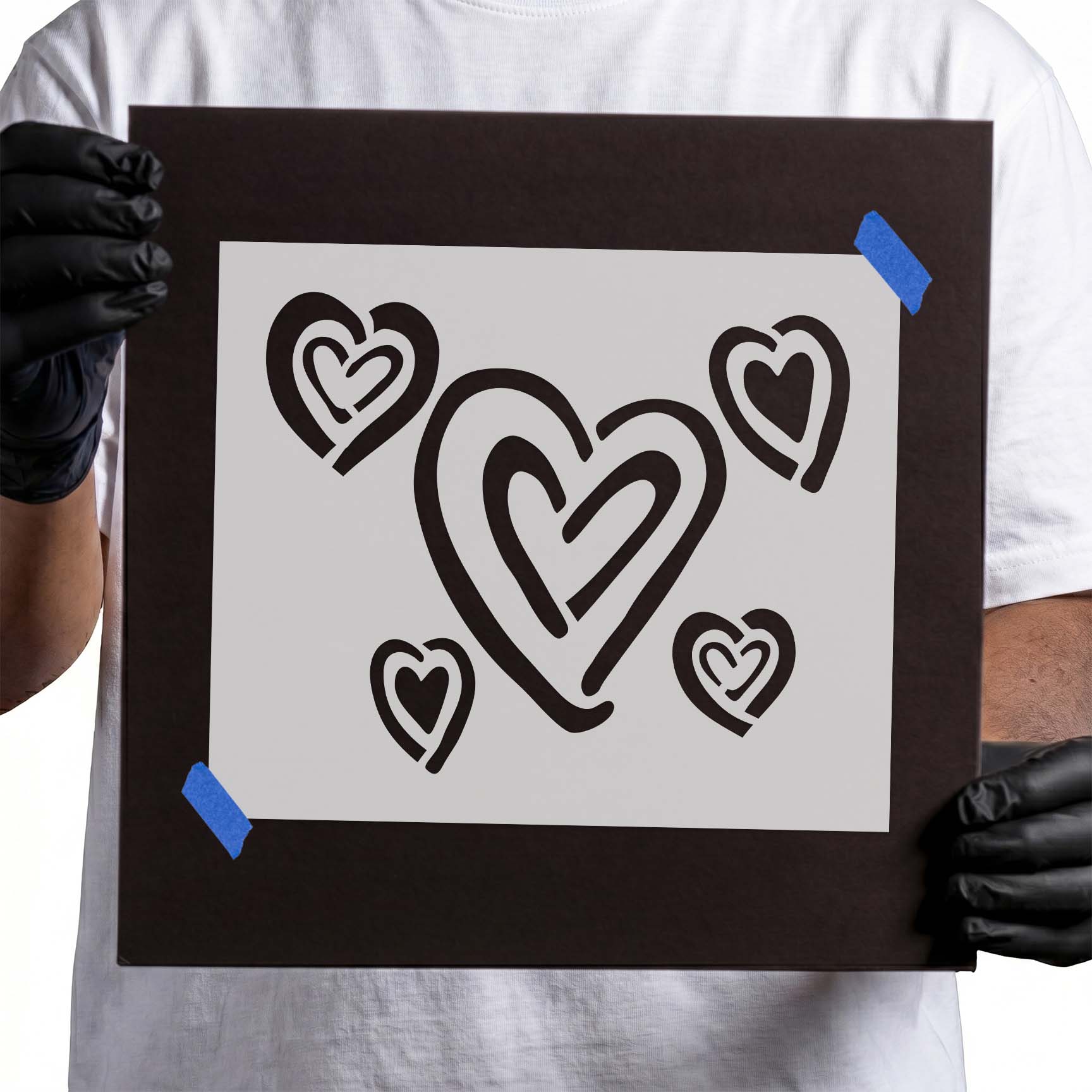 Sketched Hearts Stencil