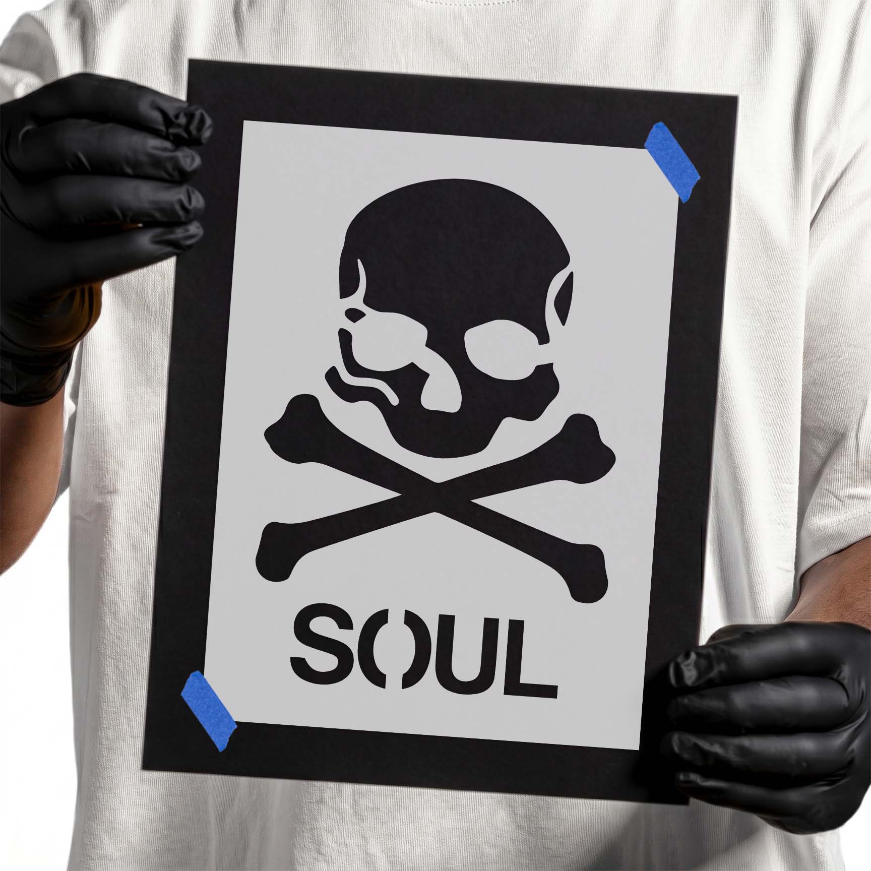 Skull and Crossbones Soul Stencil