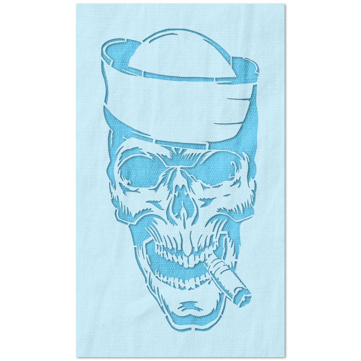 Smoking Sailor Skull Stencil
