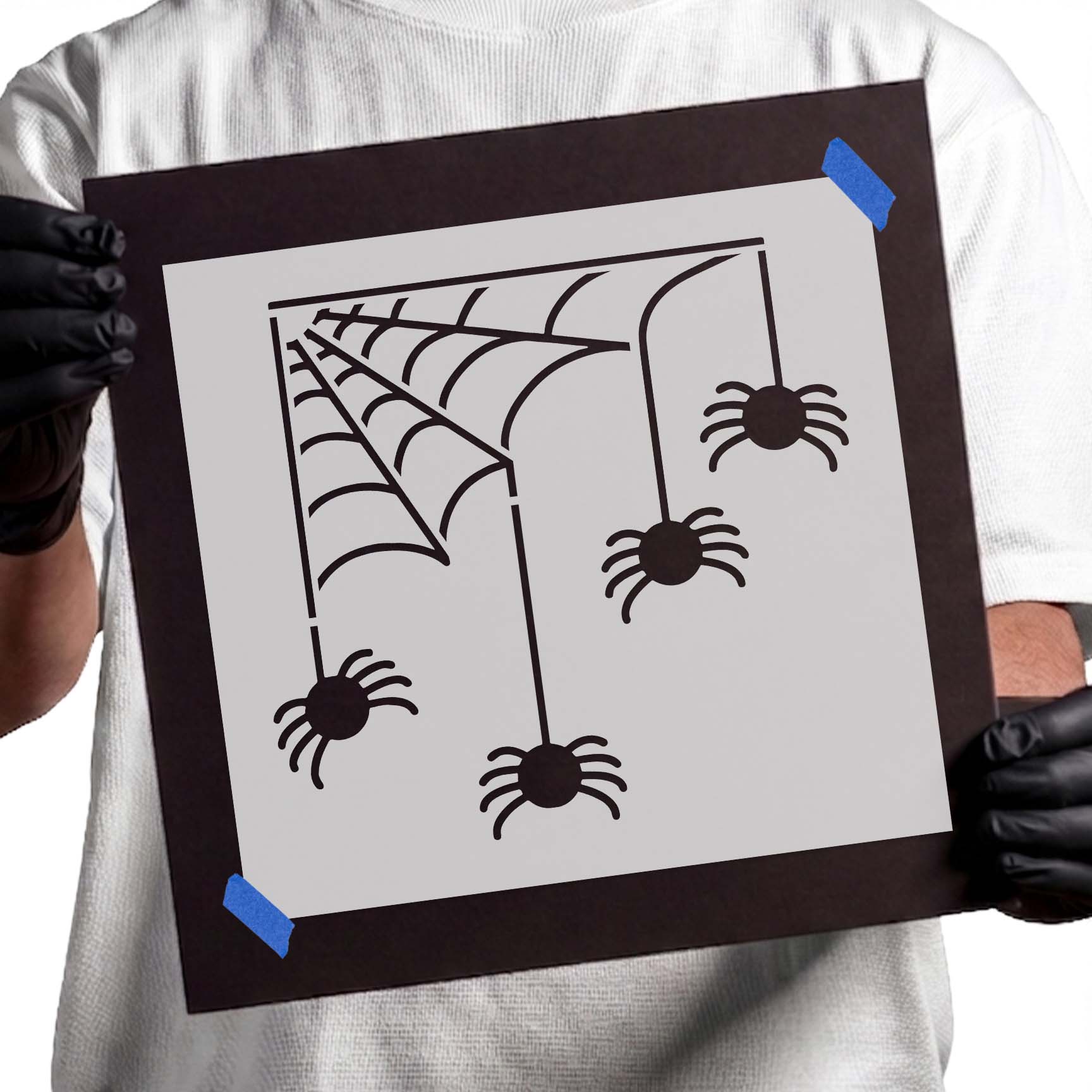 Spiders on a Web Stencil