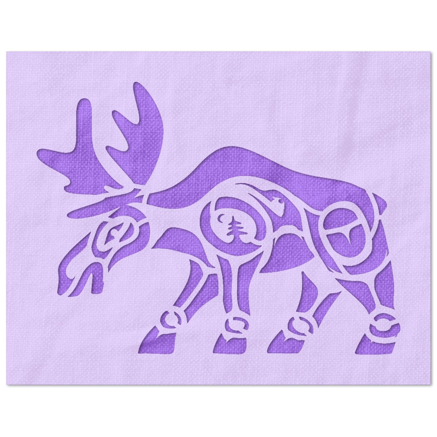 Stylized Moose with Tree Design Stencil
