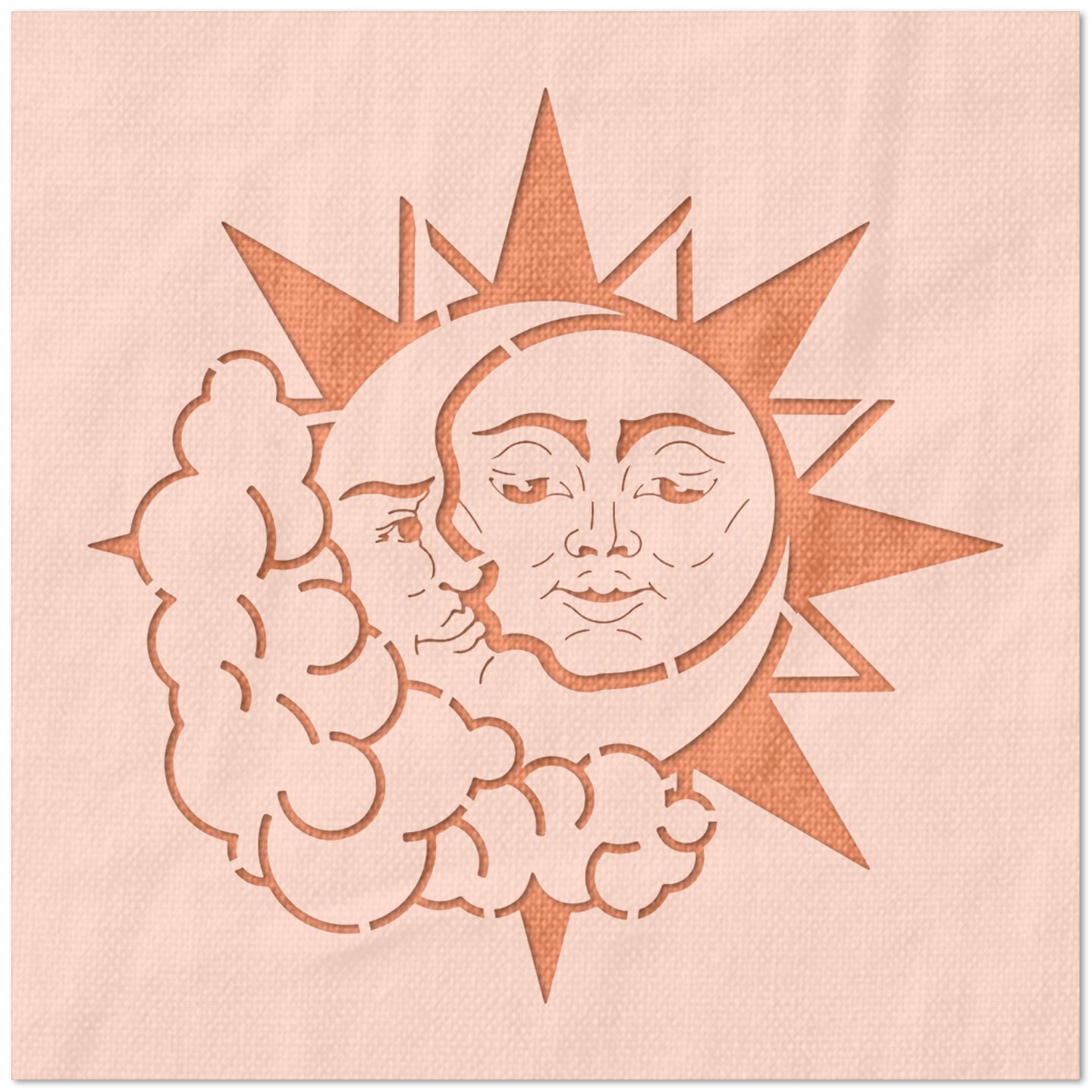 Sun and Moon with Faces Stencil