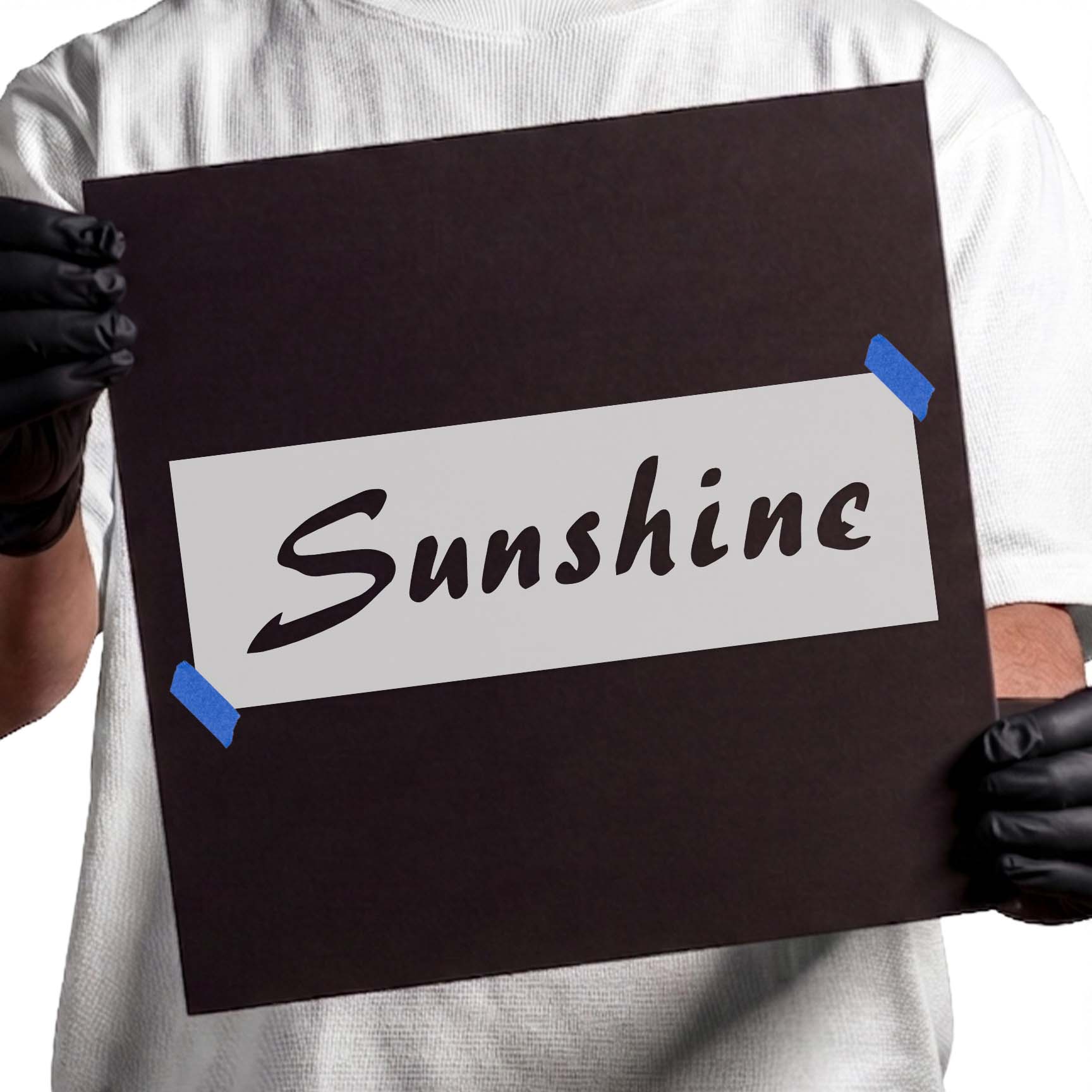 Sunshine word stencil featuring flowing handwritten style lettering