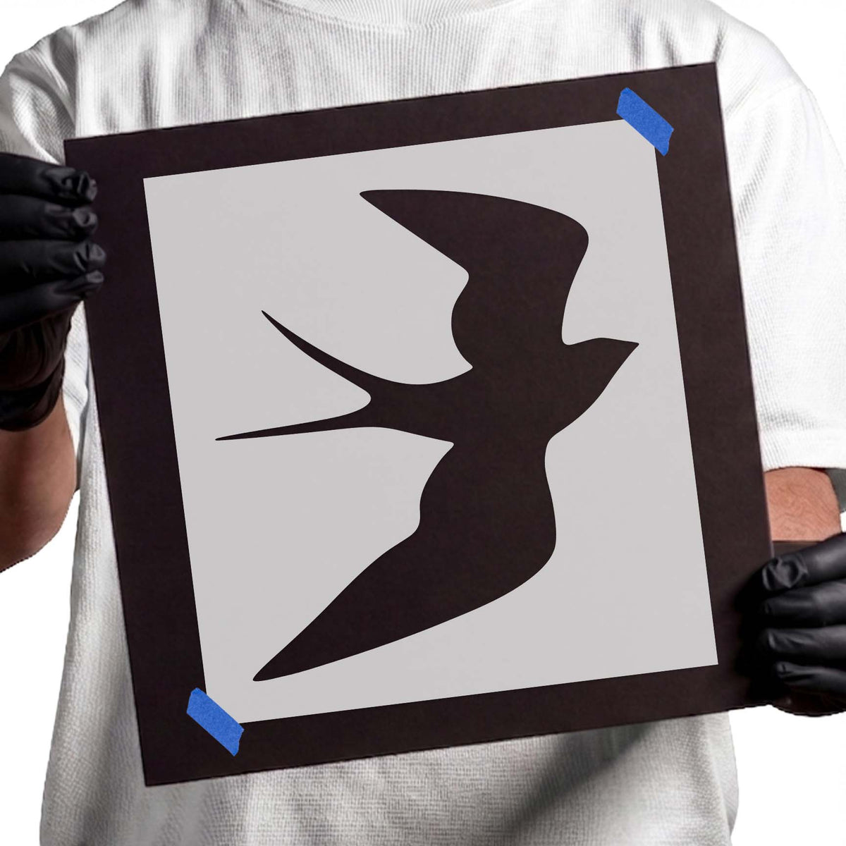 Swallow bird stencil with sweeping wings and deeply forked tail