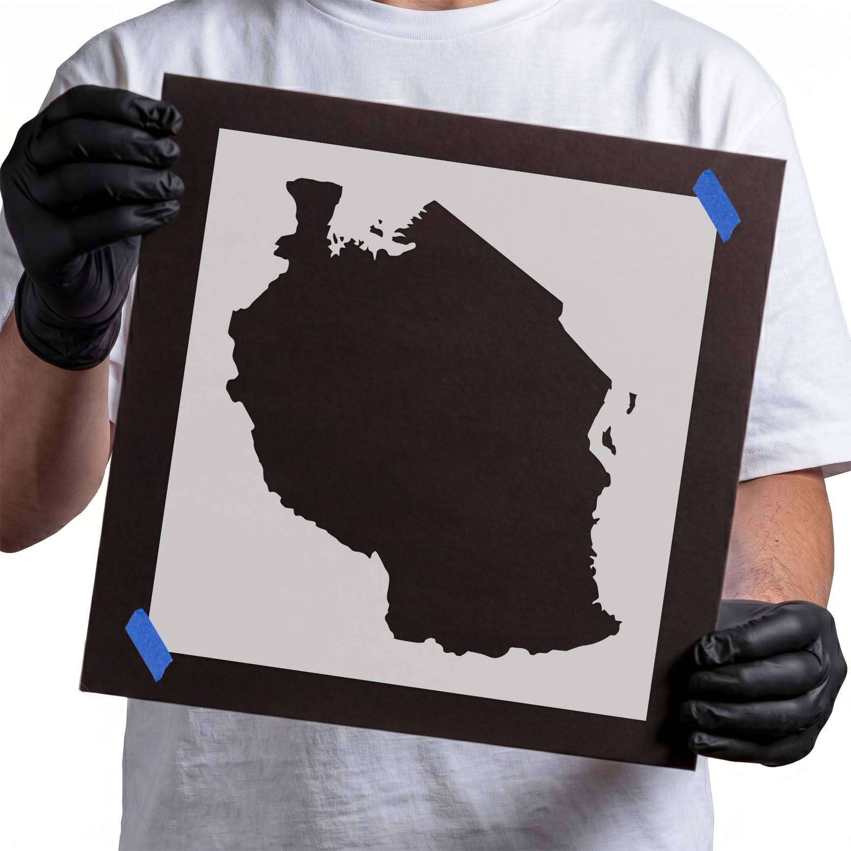 Tanzania map stencil featuring recognizable country silhouette and coastline