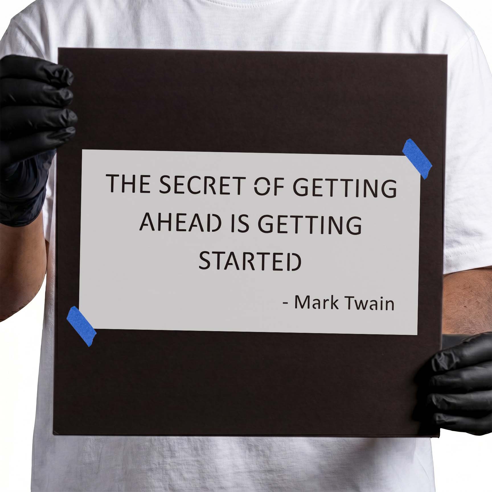 Motivational getting ahead quote stencil with Mark Twain attribution
