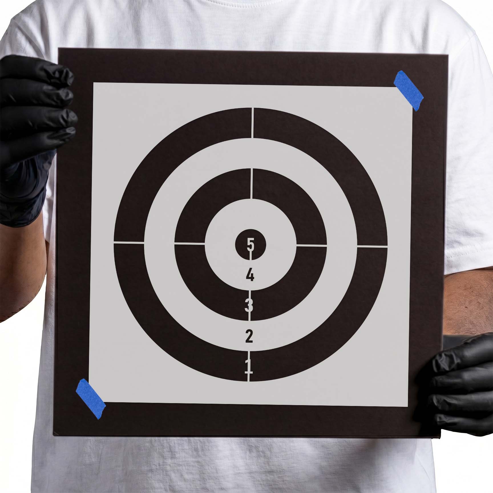 Numbered bullseye target stencil with thick concentric rings