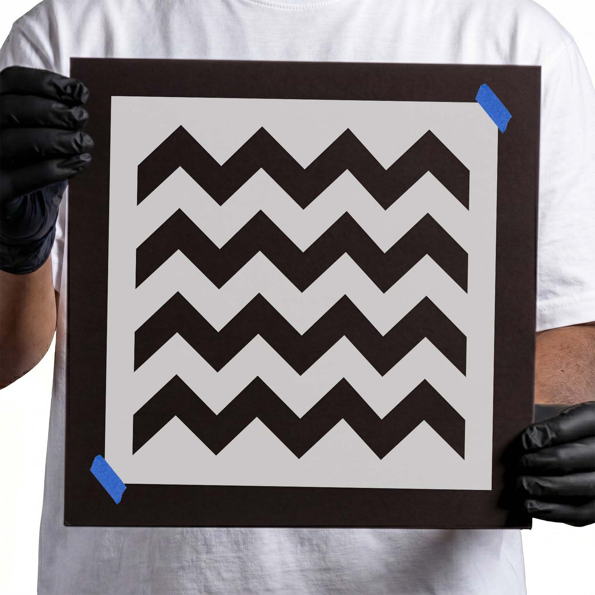 Bold thick chevron stencil with four repeating zigzag rows