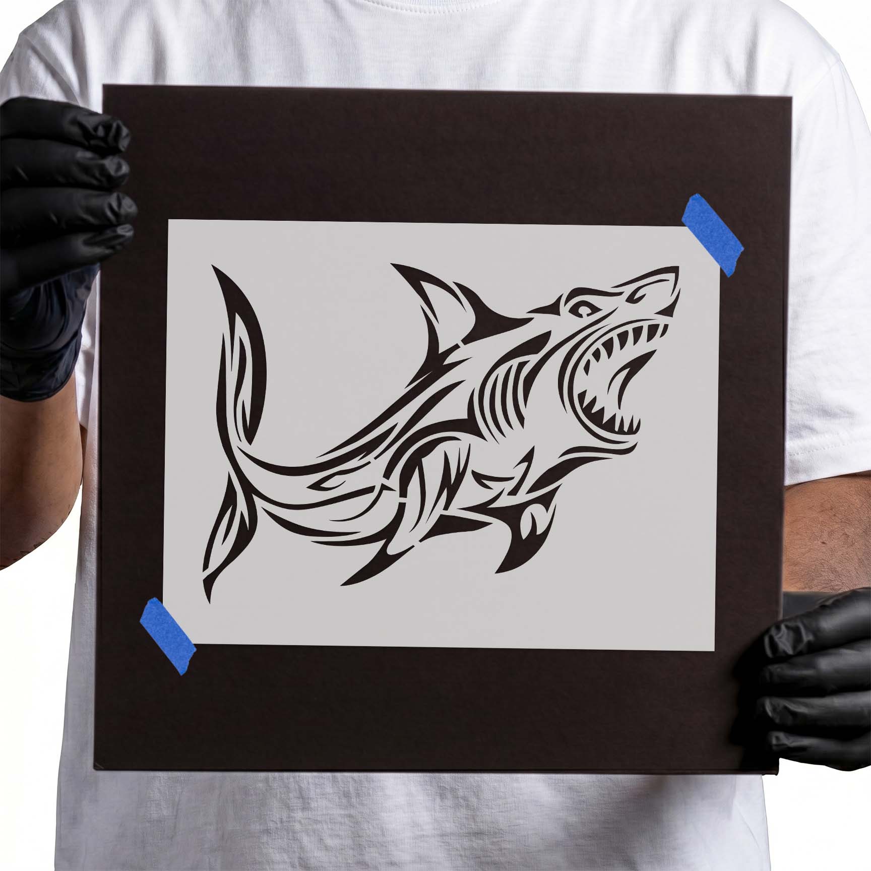 Tribal Shark Stencil