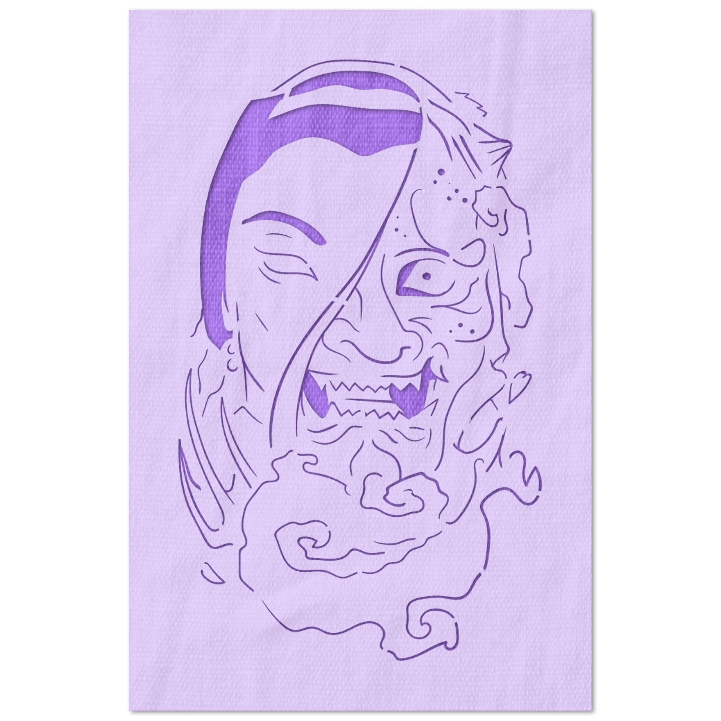 Two Faced Geisha Devil Stencil