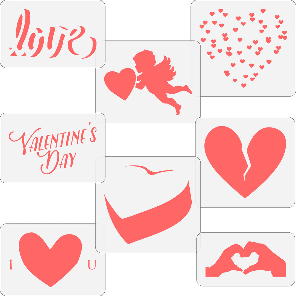 1 Piece mylar 14 Mil Hearts/valentines Day Stencils 