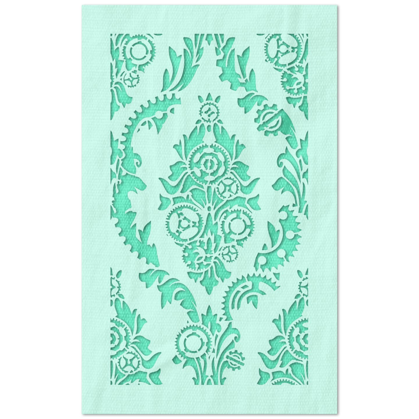 Vertical Floral Gear Pattern Stencil
