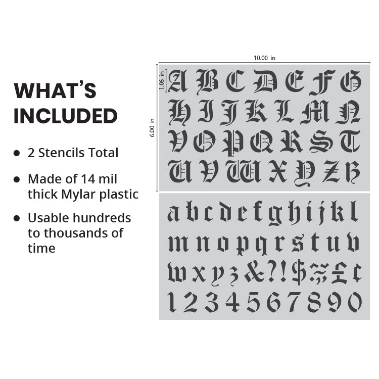 Conjunto de alfabeto de letras góticas [letras de 1 pulgada]