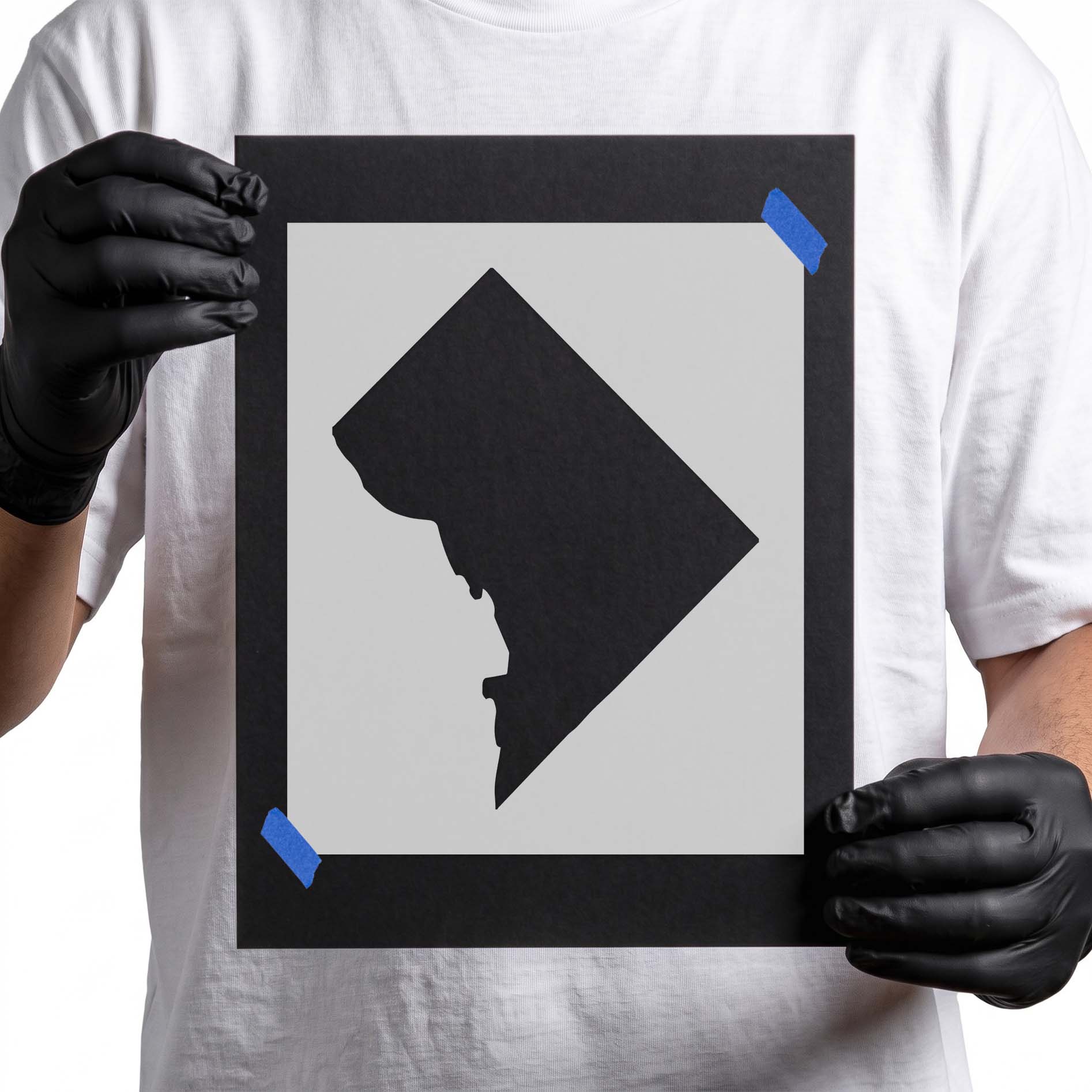 Washington D.C. shape stencil with distinctive angled boundary
